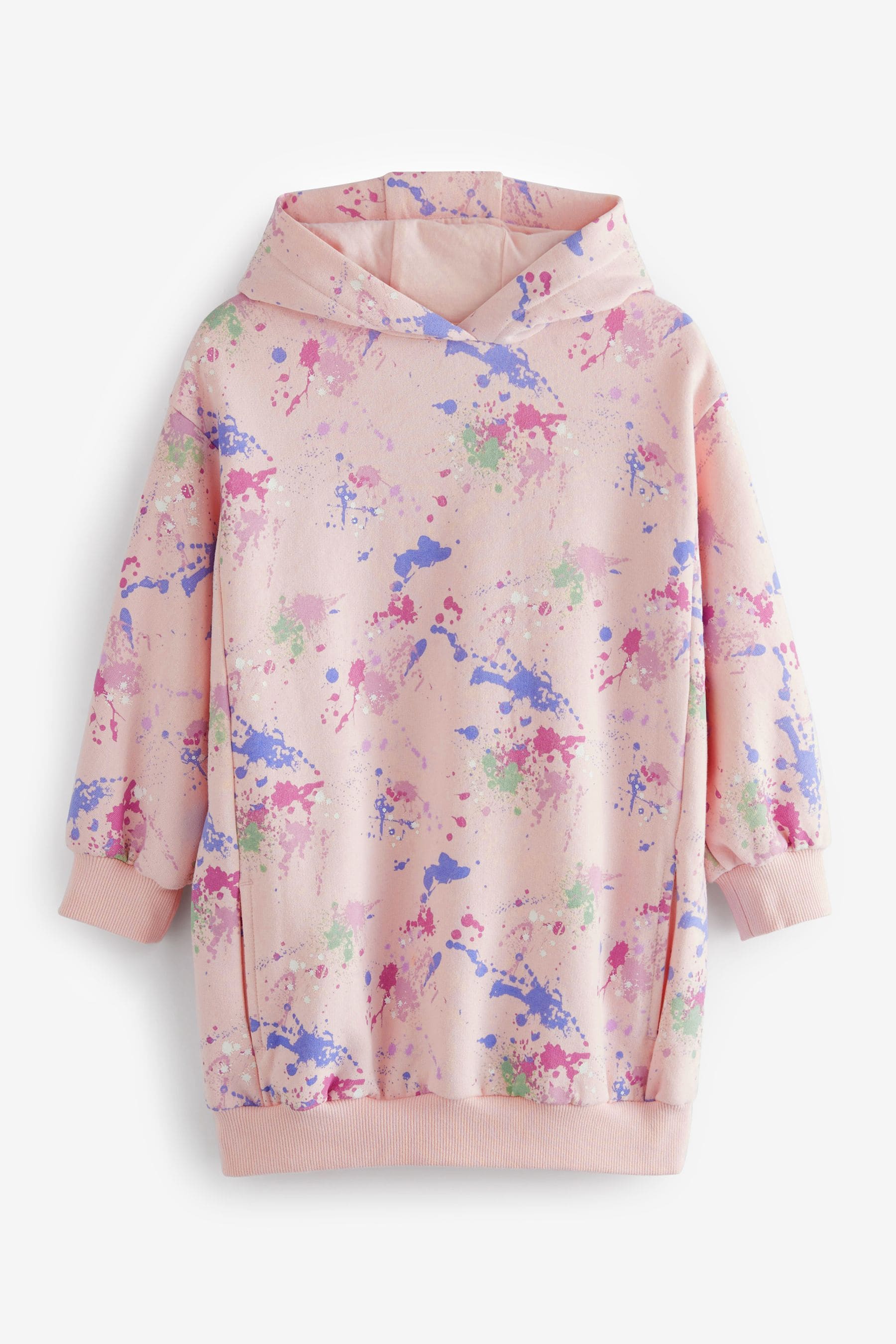 Pink Splat Longline Hoodie (3-16yrs)