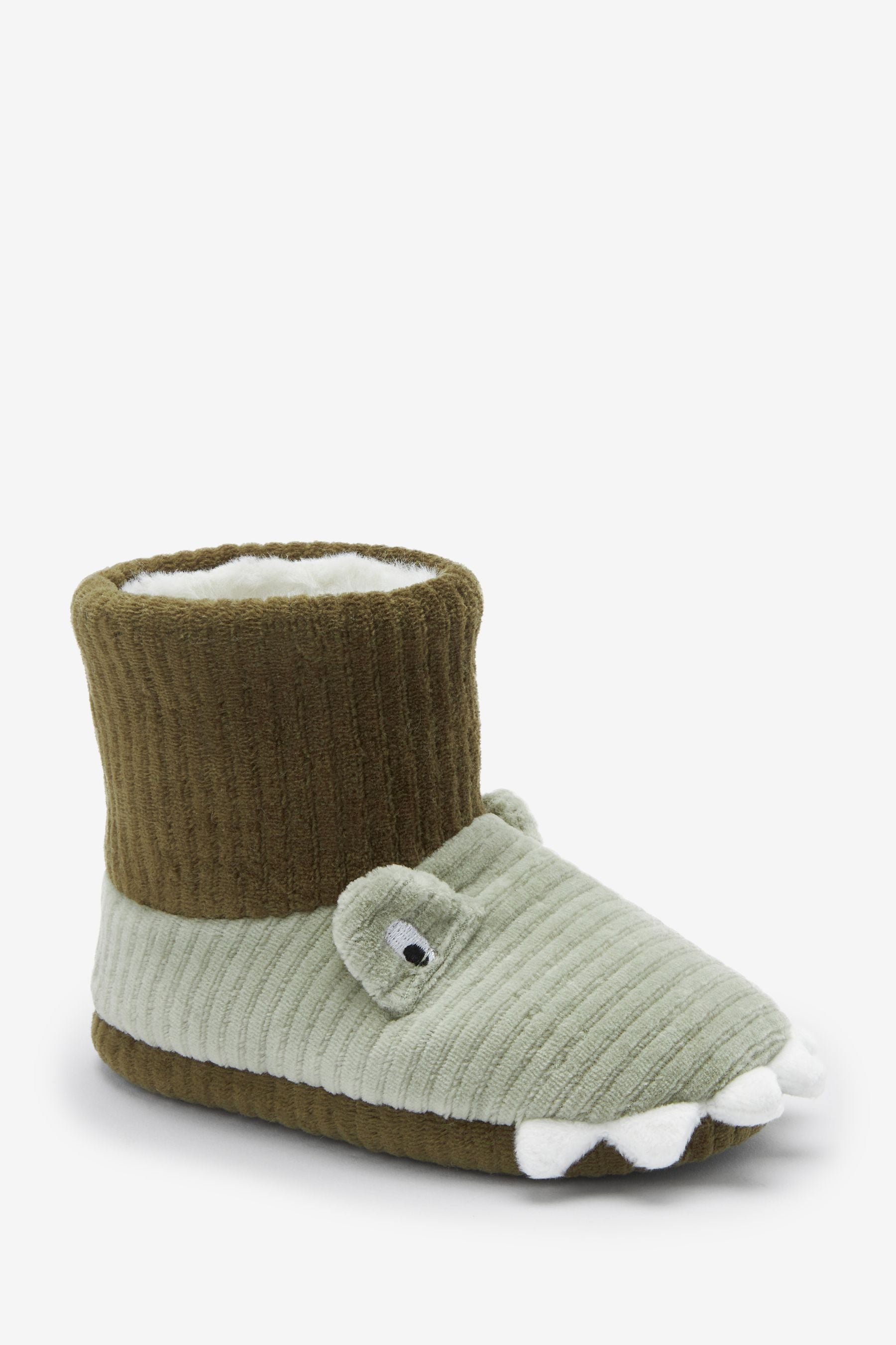 Green Croc Warm Lined Slipper Boots