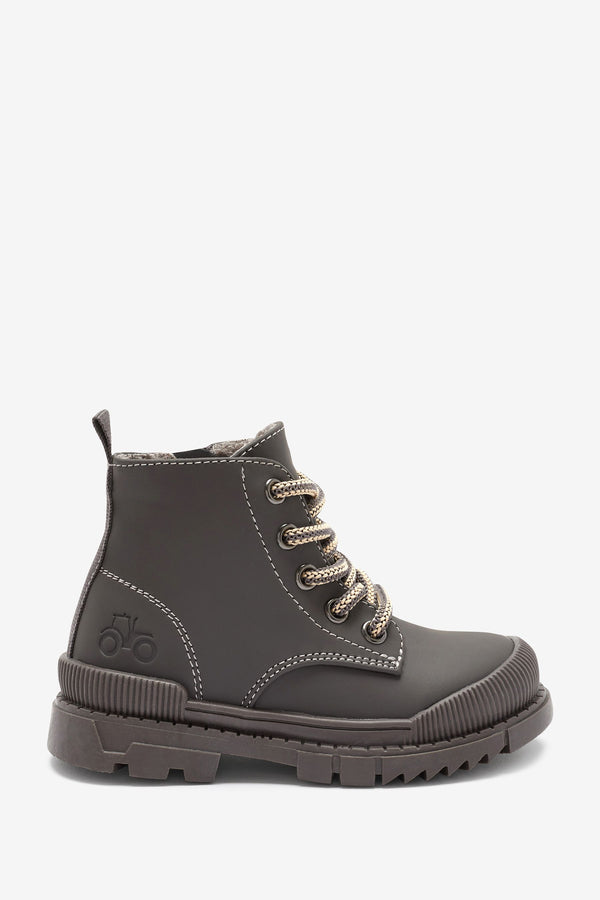 Grey Bump Toe Lace Detail Boots