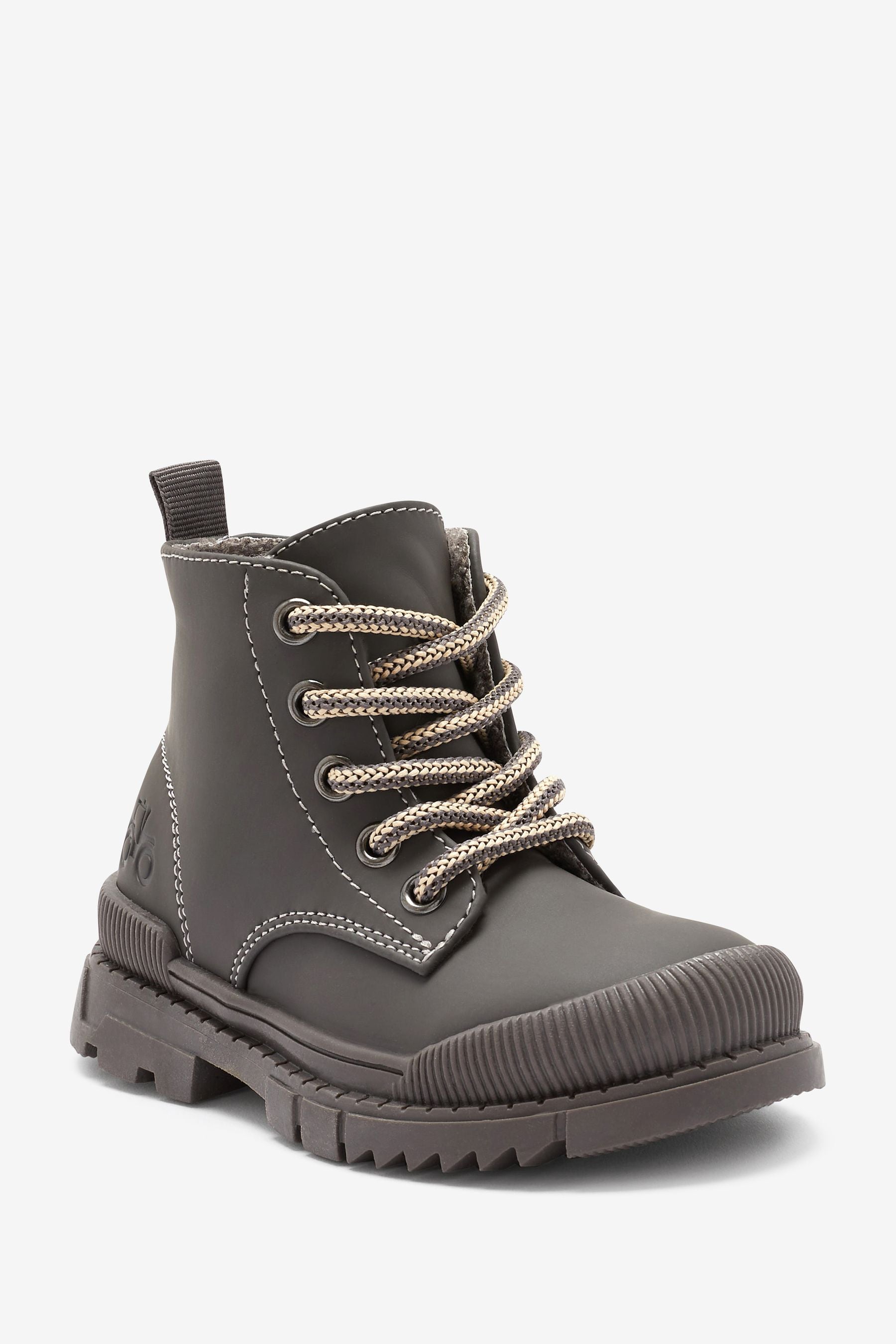 Grey Bump Toe Lace Detail Boots