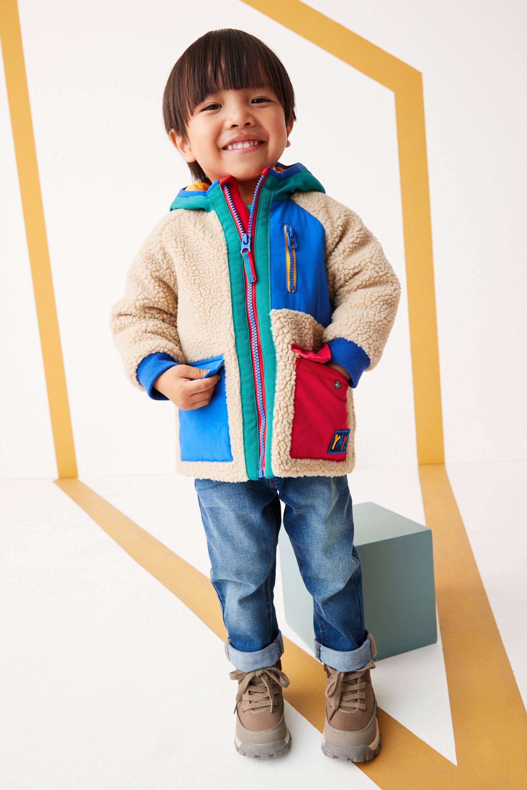 Colourblock Borg Jacket (3mths-7yrs)