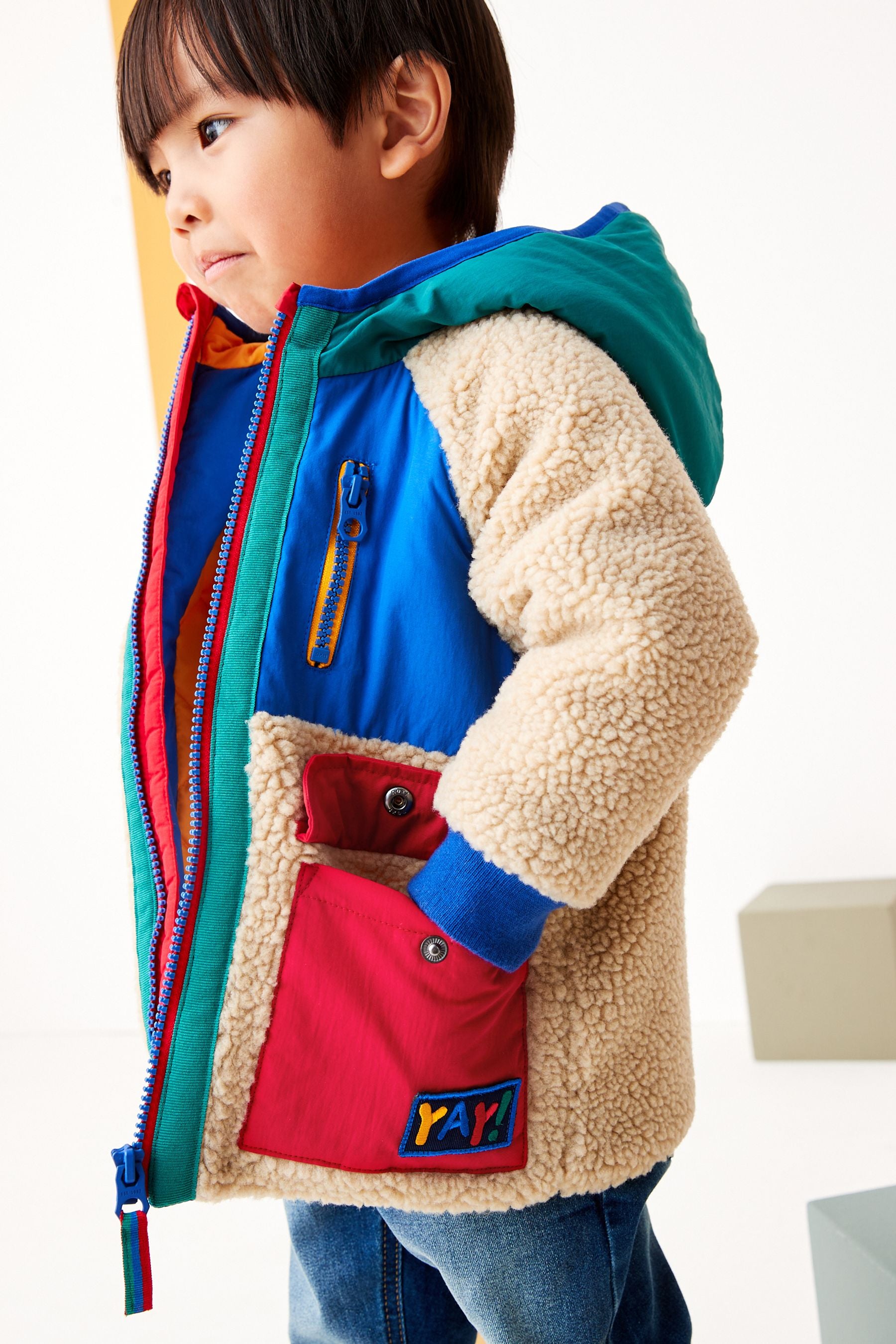 Colourblock Borg Jacket (3mths-7yrs)