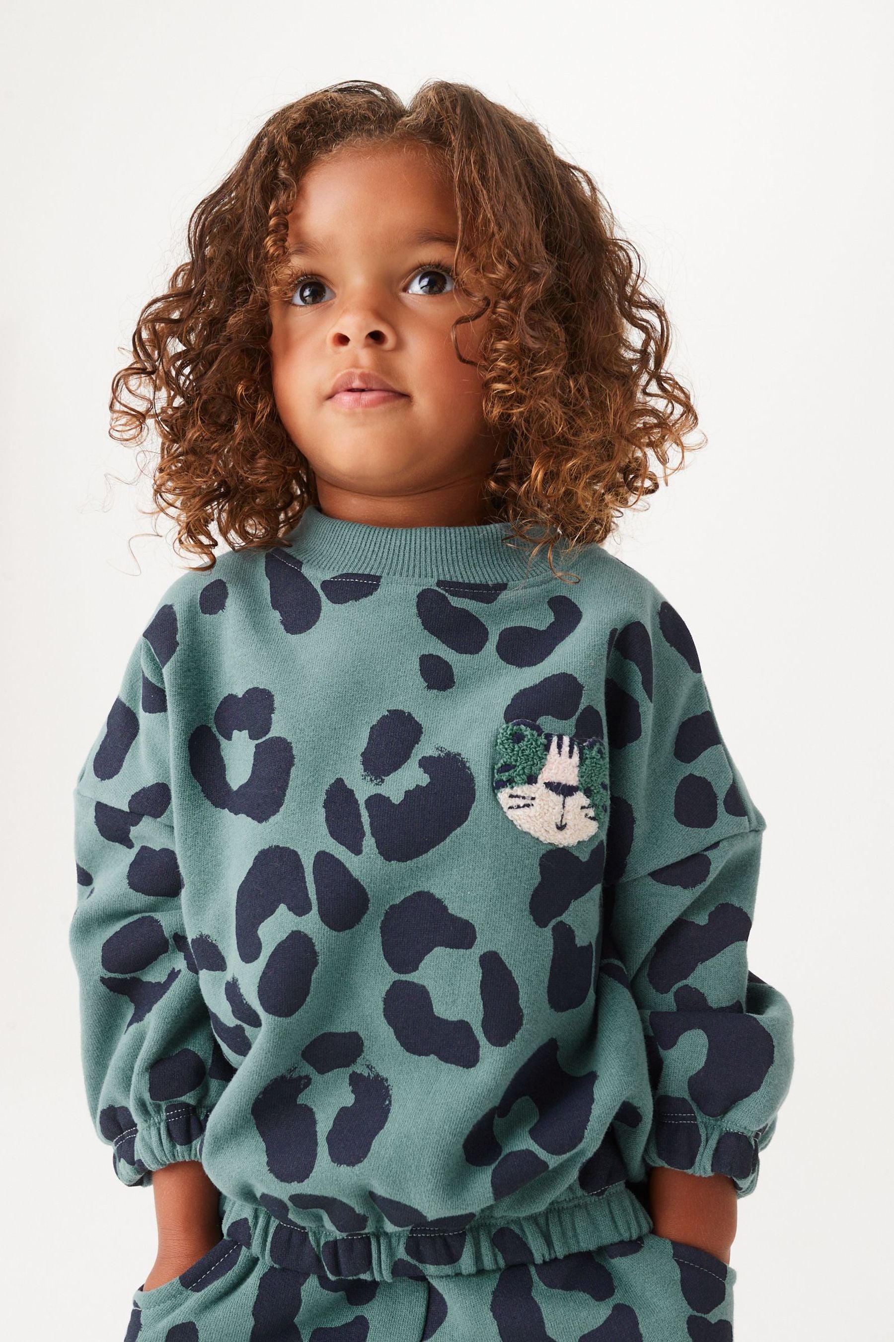 Blue Animal Print Soft Touch Jersey (3mths-7yrs)