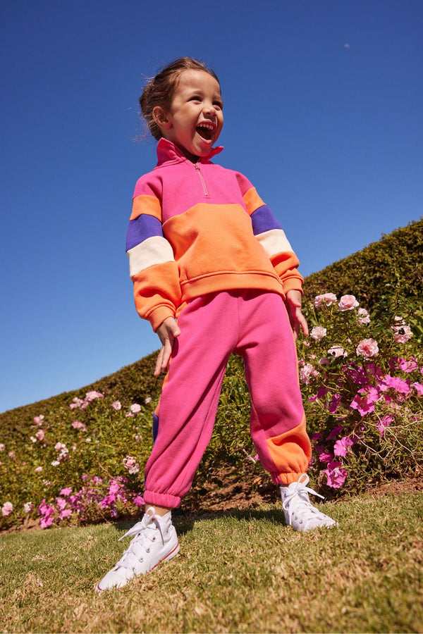 Bright Colourblock Half Zip Sweatshirt And Joggers Co-ord Set (3mths-7yrs)