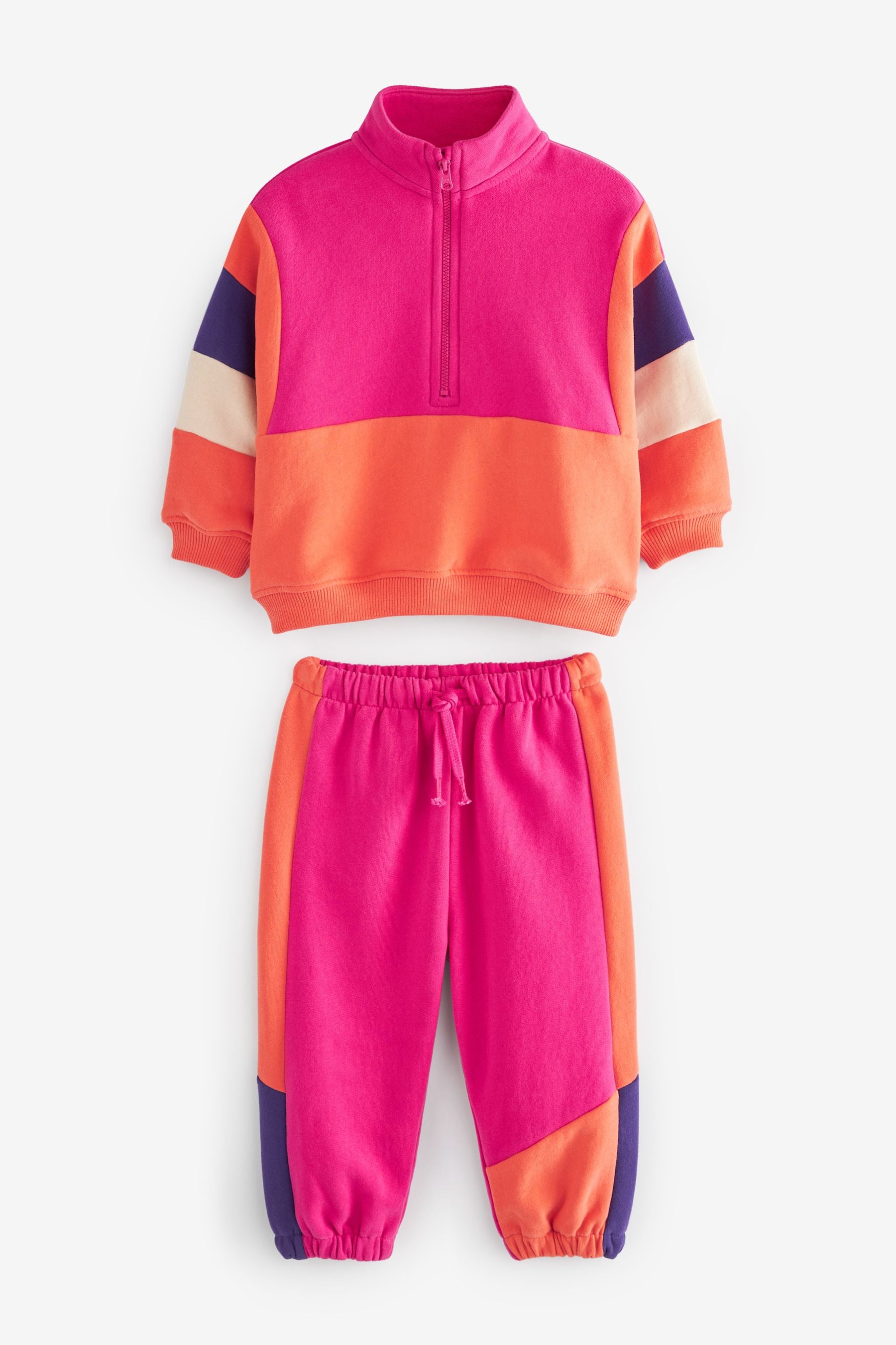 Bright Colourblock Half Zip Sweatshirt And Joggers Co-ord Set (3mths-7yrs)