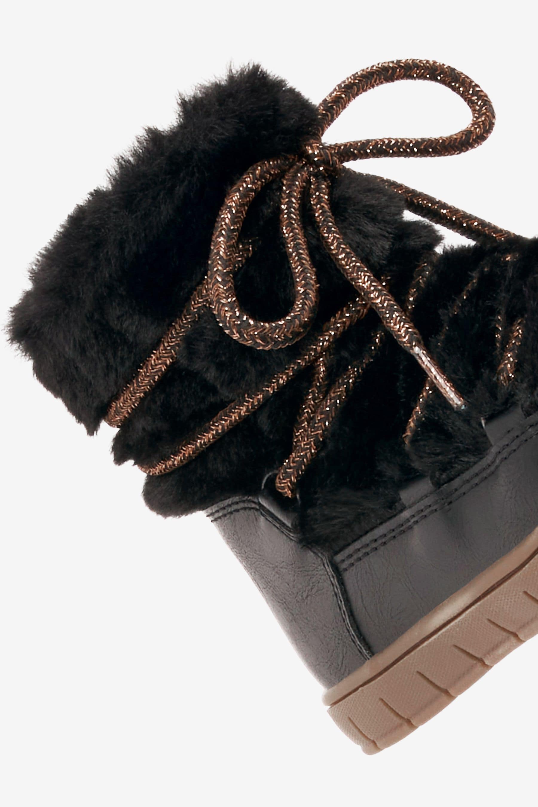 Black Faux Fur Moon Boots