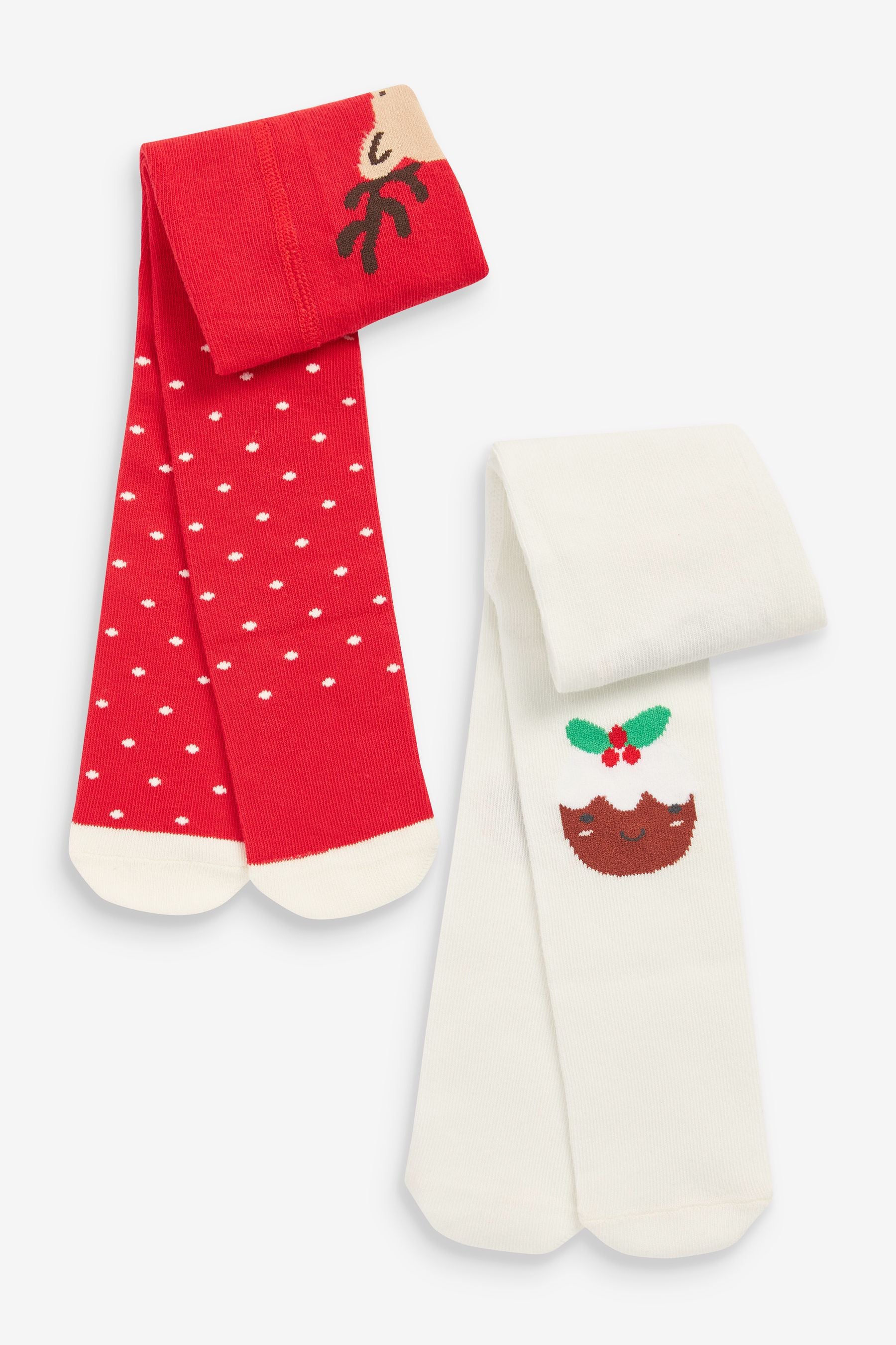 Red Christmas 2 Pack Baby Tights (0mths-2yrs)