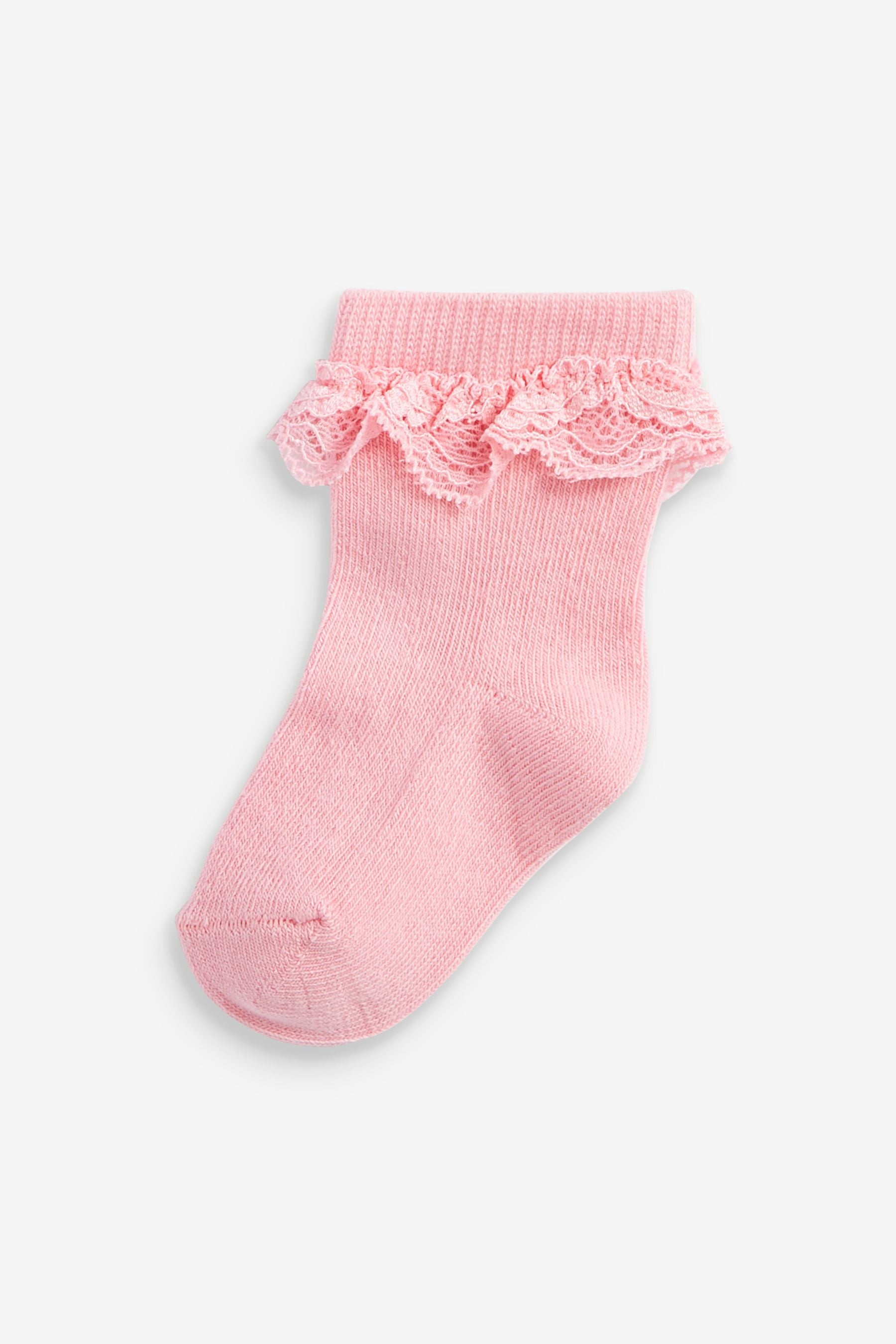 Bright Pink/Blue Floral Frill 5 Pack Baby Socks (0mths-2yrs)