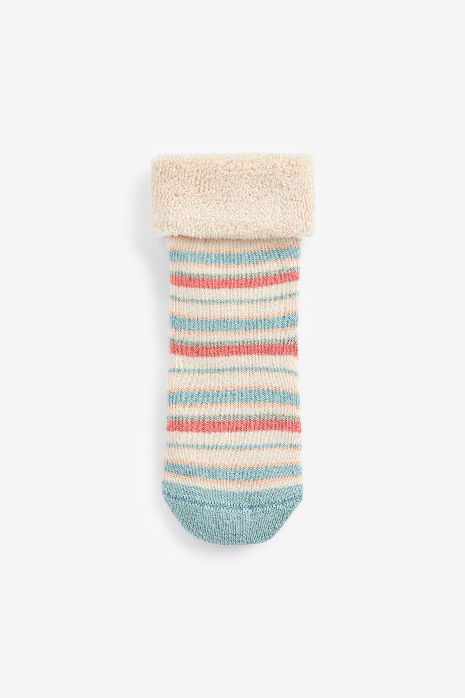 Pink/Mint Green Cat 3 Pack Towelling Baby Socks (0mths-2yrs)