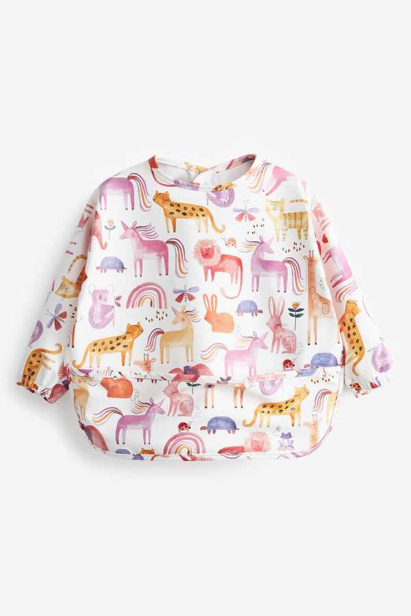 Pink Unicorn Baby Weaning and Feeding Sleeved Bib (6mths-3yrs)