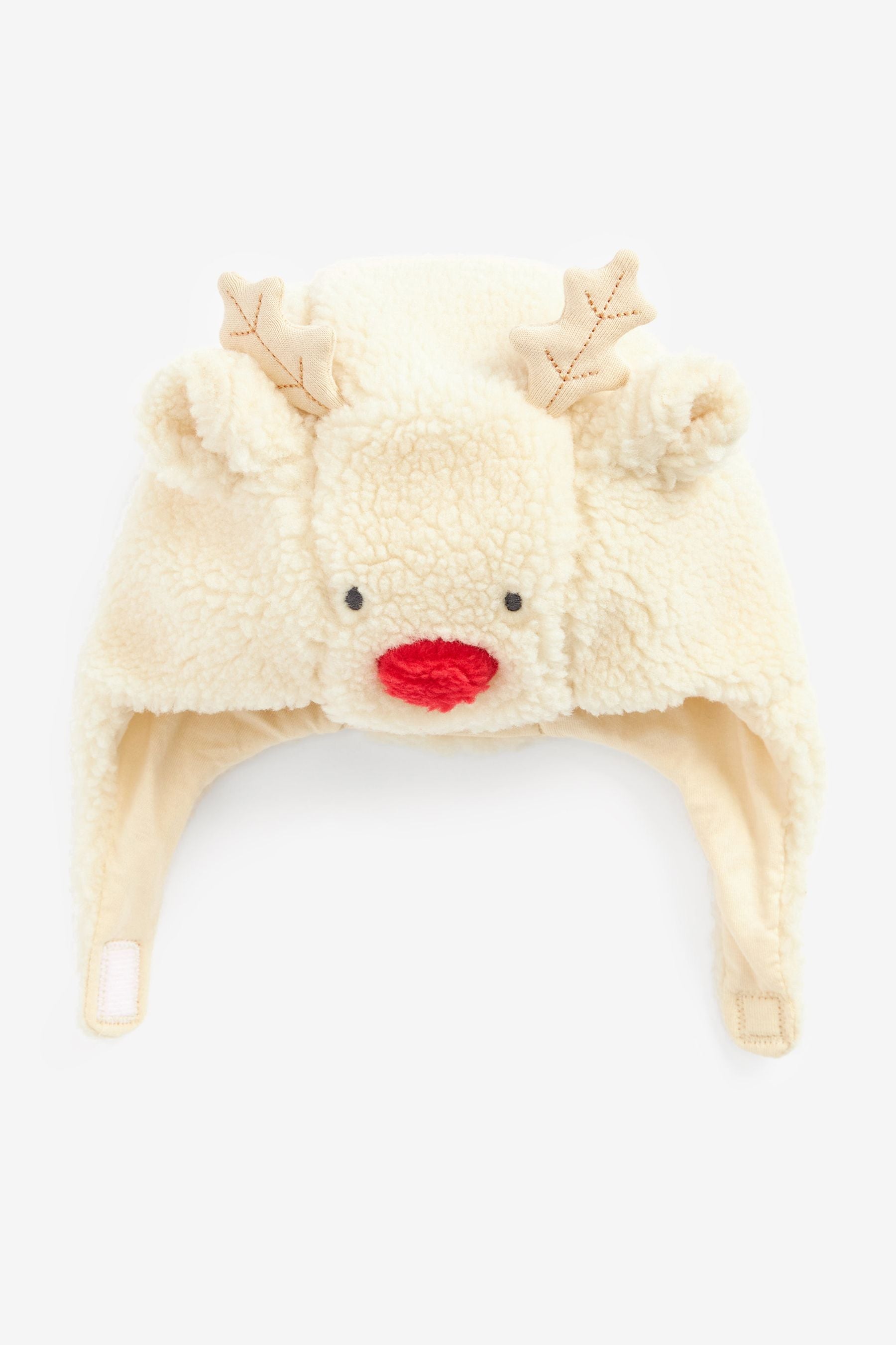 Cream Borg Reindeer Trapper Baby Hat (0mths-2yrs)