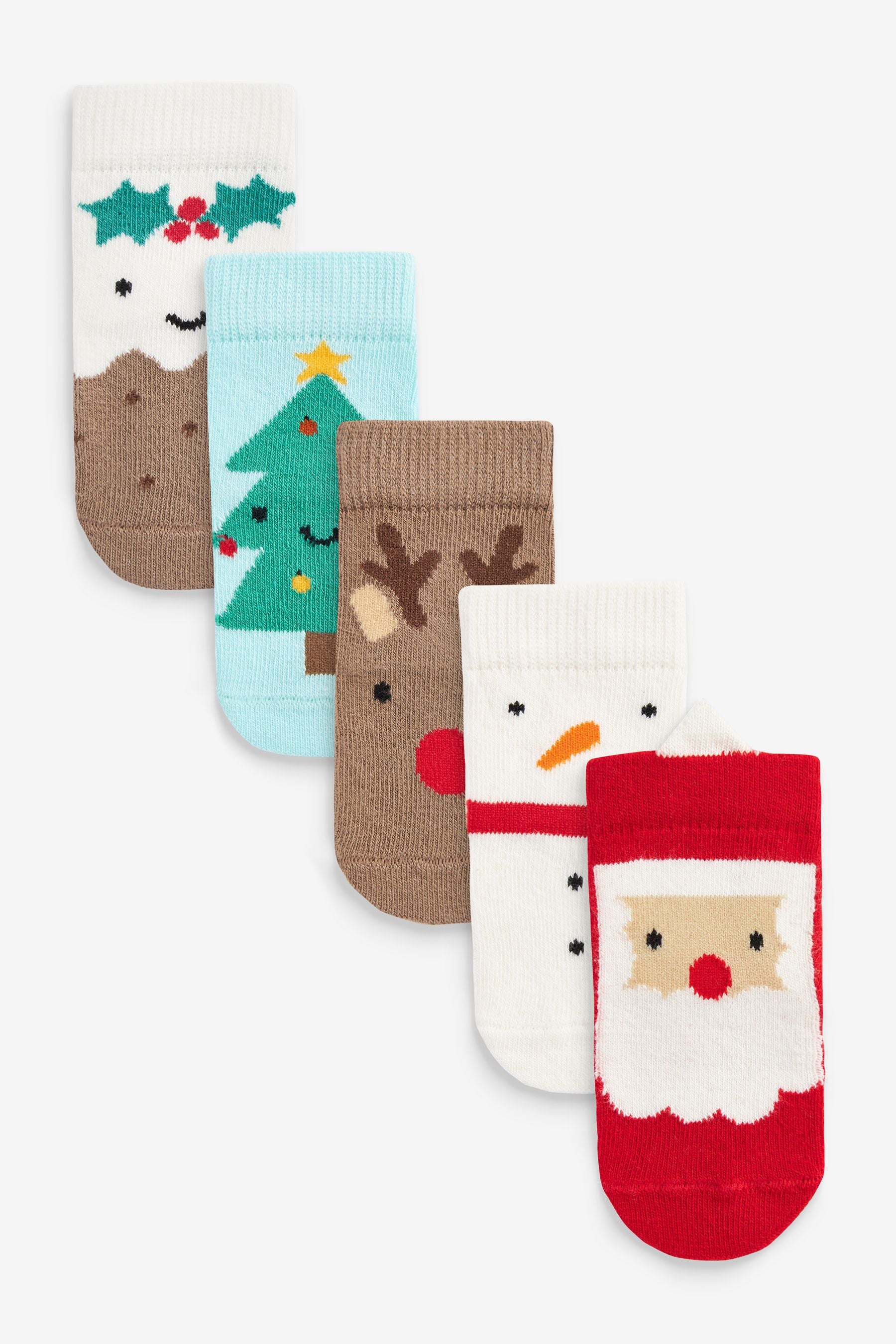 Red Christmas Baby Socks 5 Pack (0mths-2yrs)