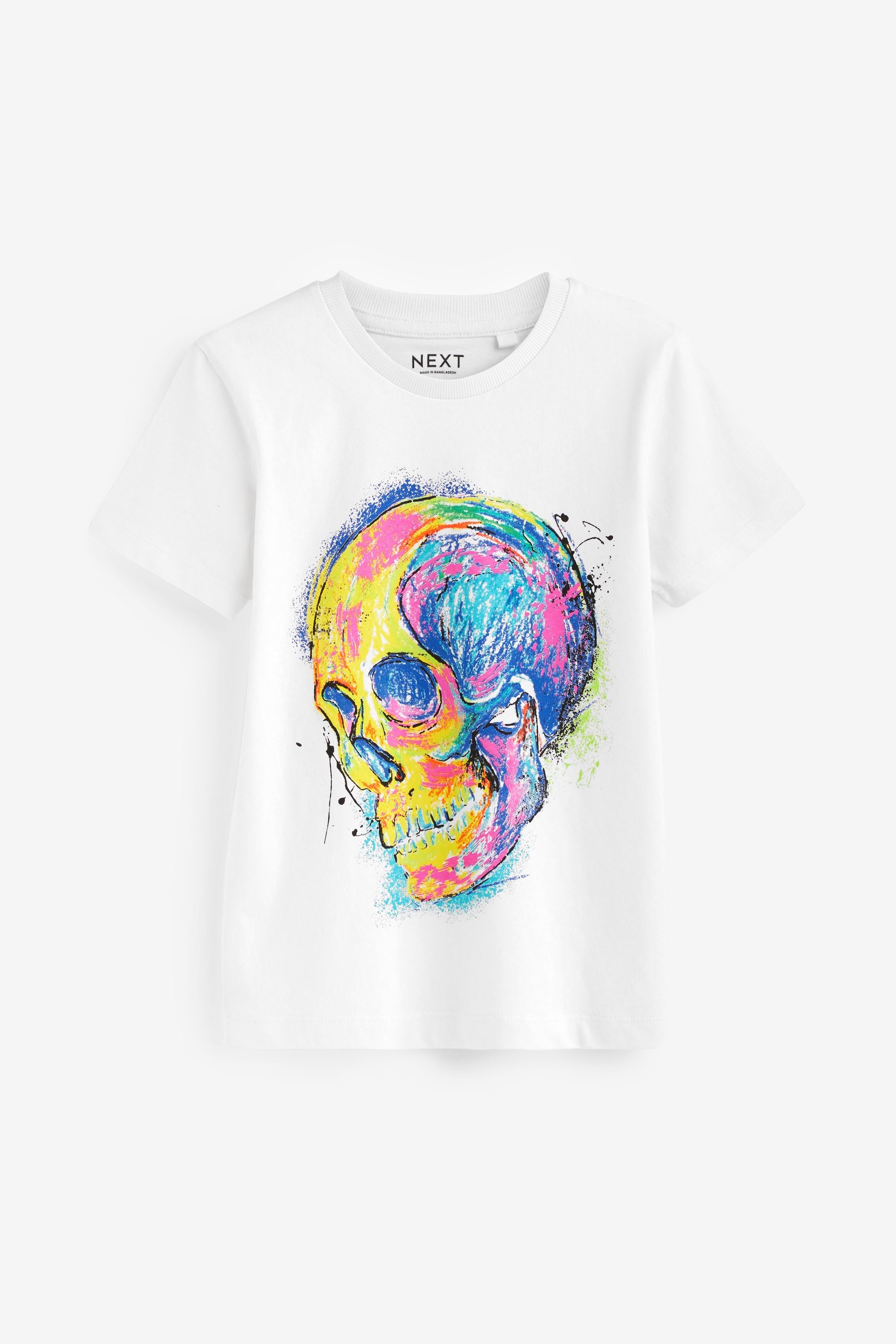 White Sketchy Printed Short Sleeve T-Shirt (3-16yrs)