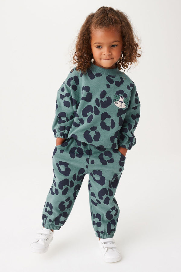 Blue Animal Print Soft Touch Jersey (3mths-7yrs)