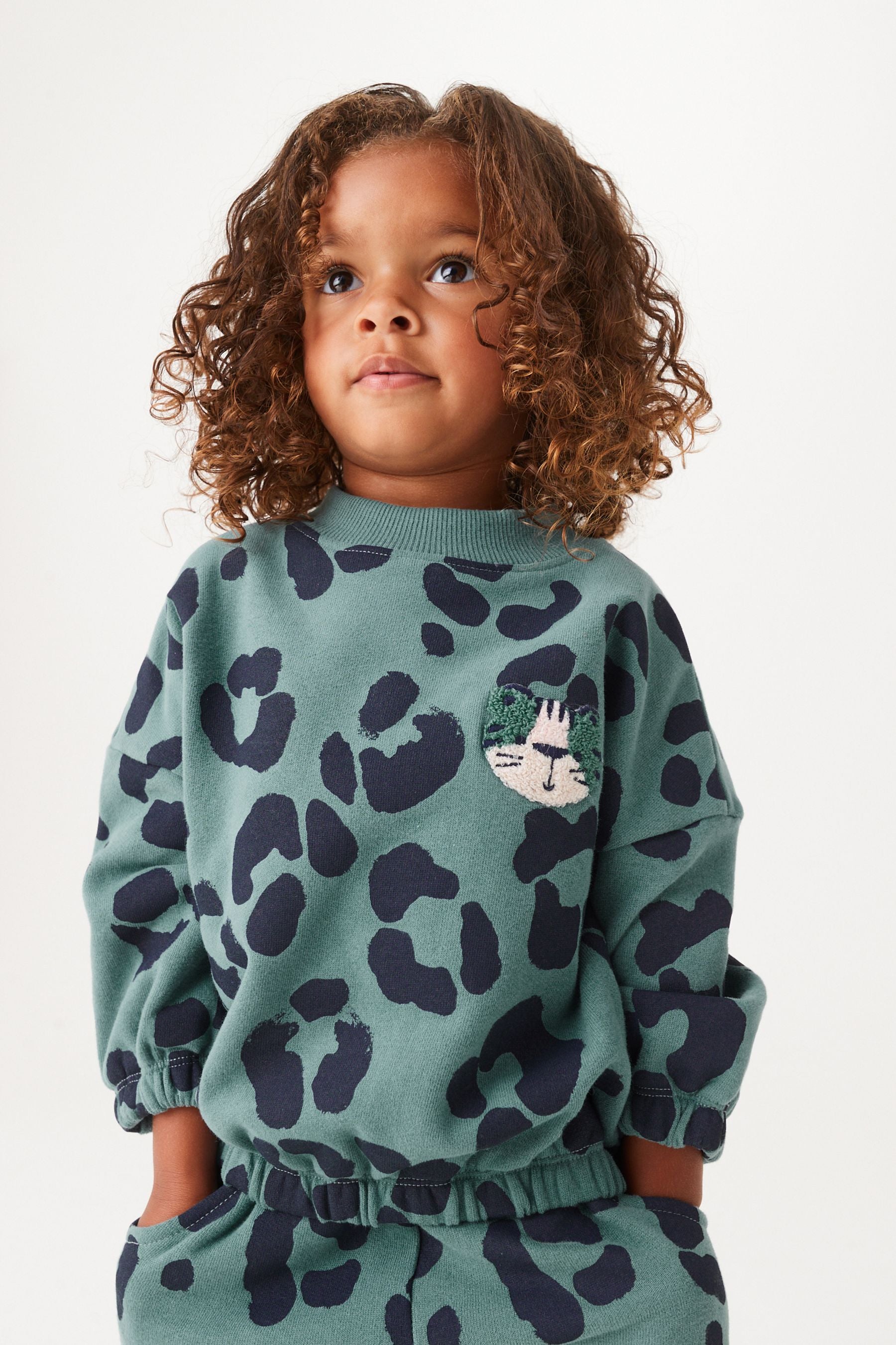 Blue Animal Print Soft Touch Jersey (3mths-7yrs)