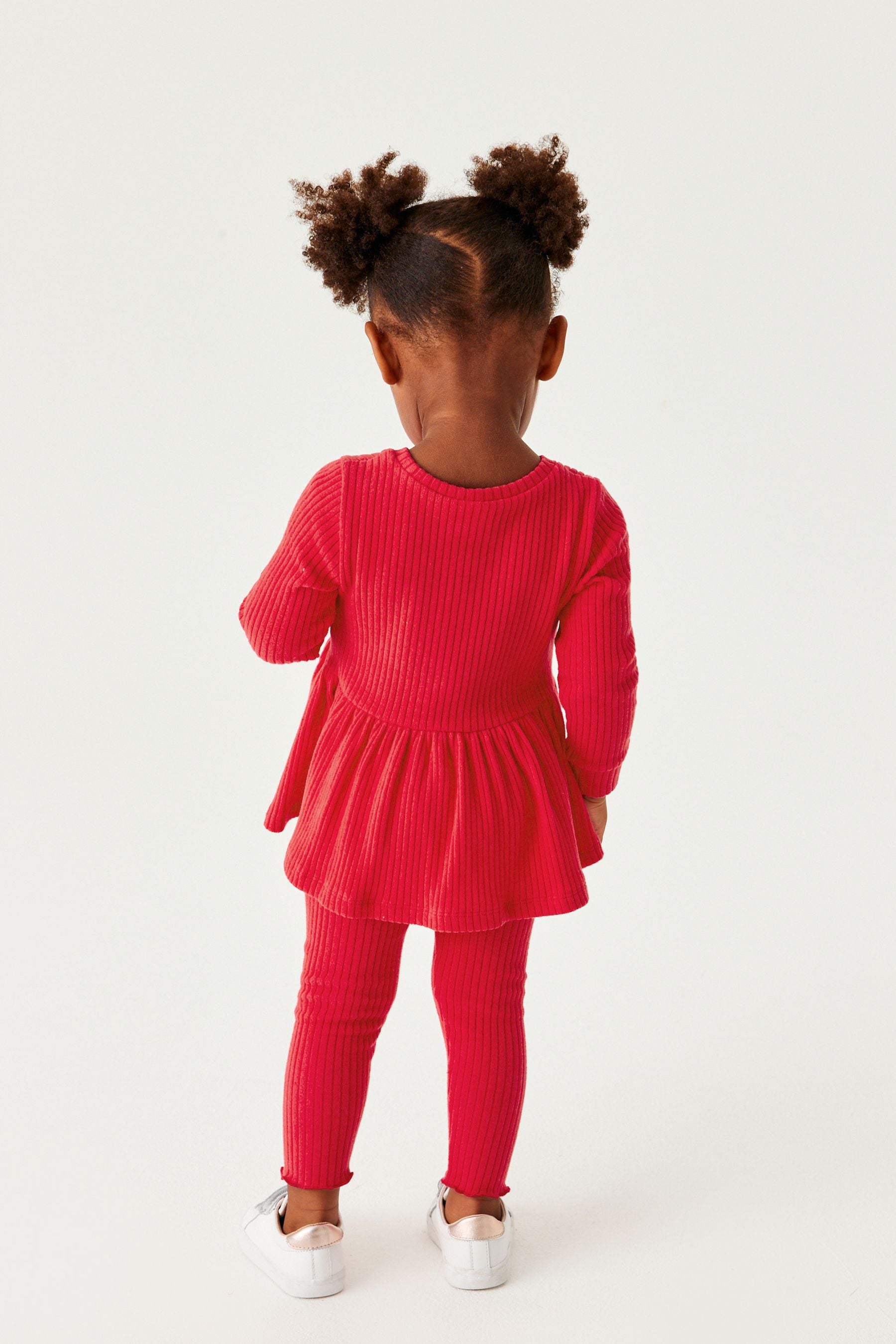 Red Long Sleeve Knitted Peplum Legging Set (3mths-7yrs)