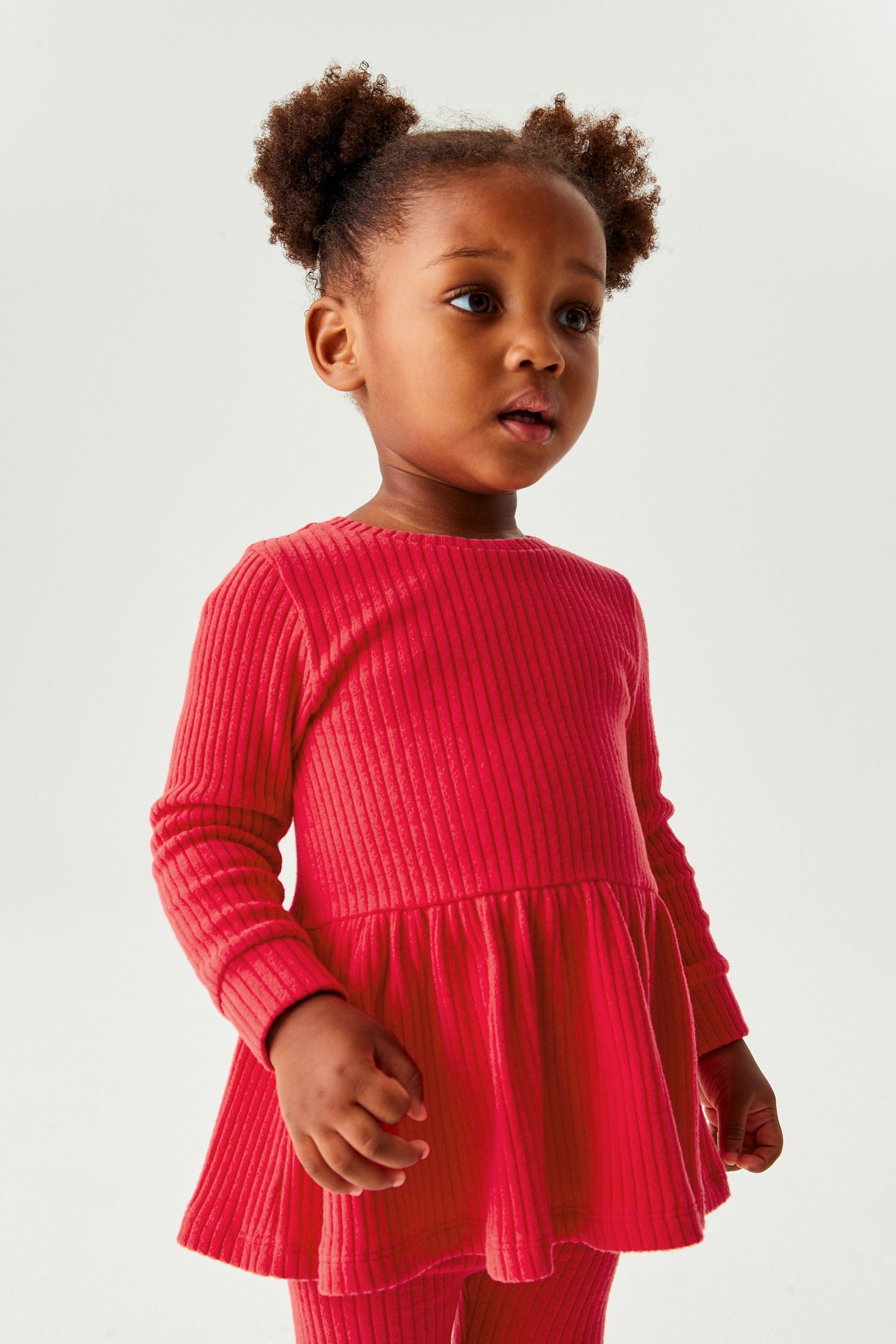 Red Long Sleeve Knitted Peplum Legging Set (3mths-7yrs)