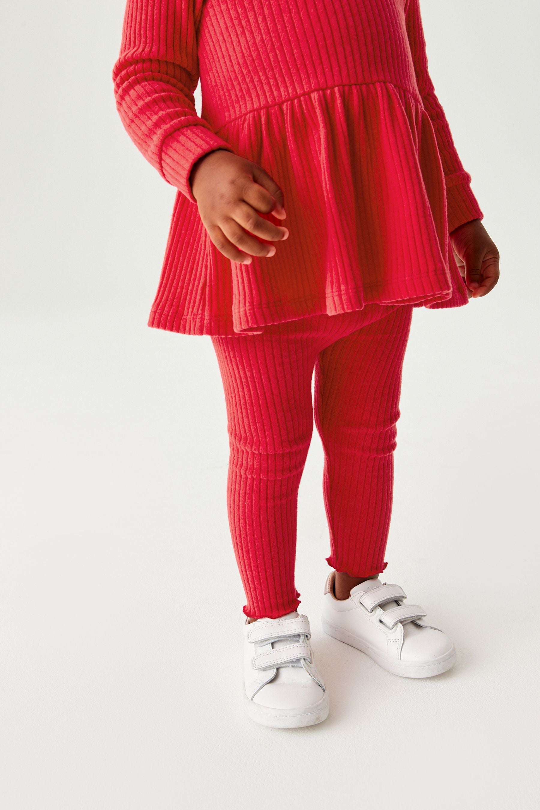 Red Long Sleeve Knitted Peplum Legging Set (3mths-7yrs)