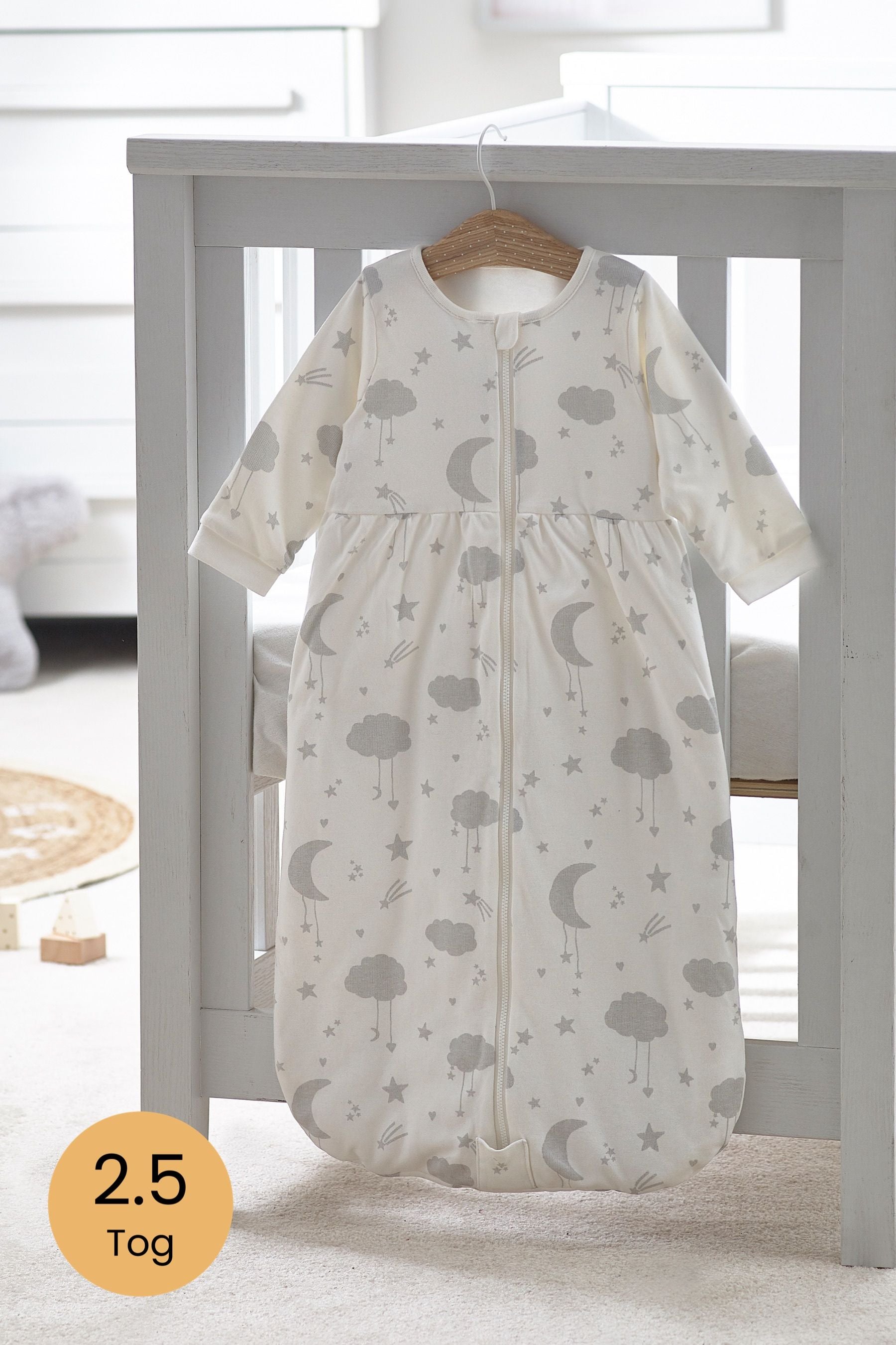 Grey Moon & Stars Baby Supersoft 2.5 Tog Sleep Bag