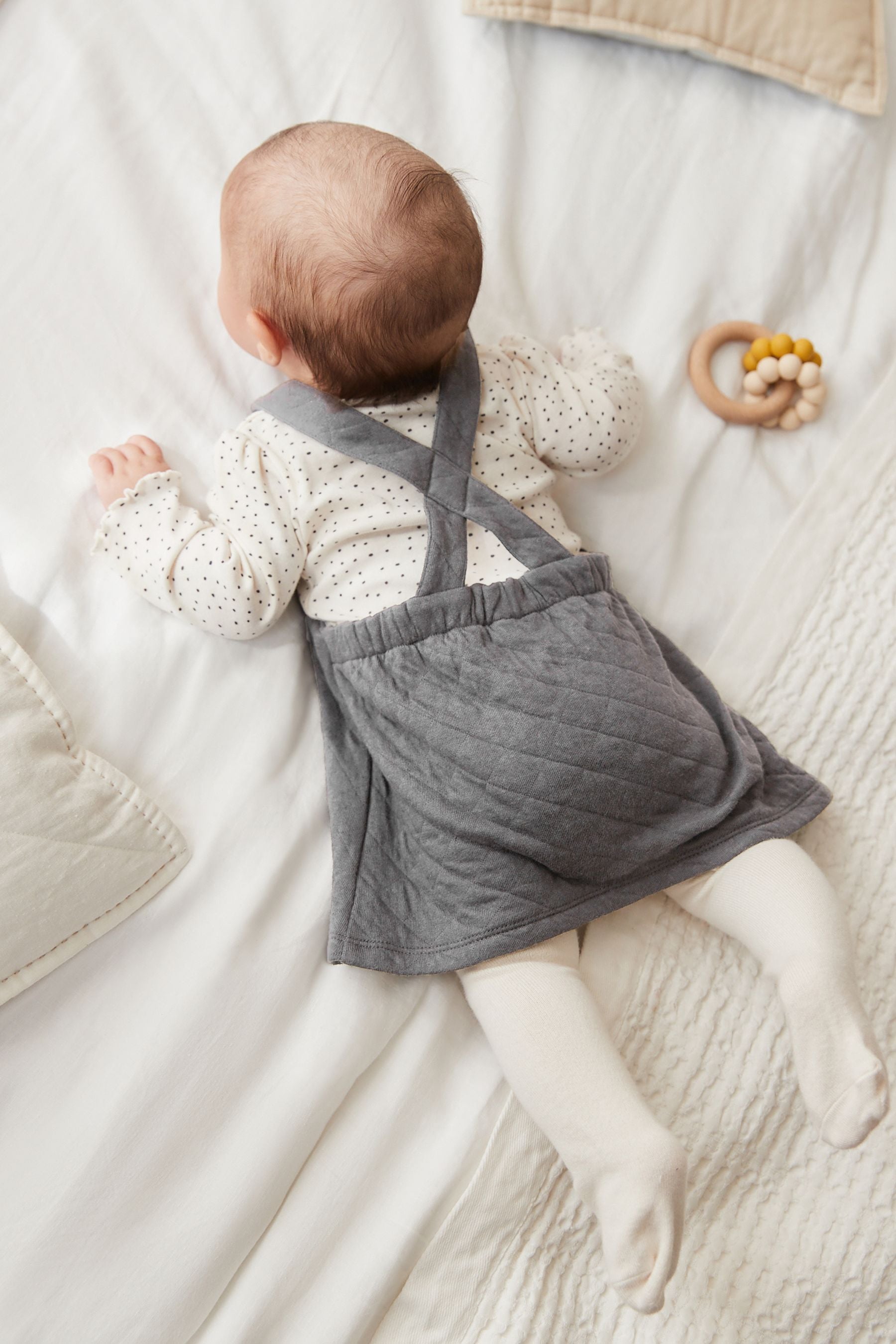 Grey Penguin Baby Pinafore Dress And Bodysuit Set (0mths-2yrs)