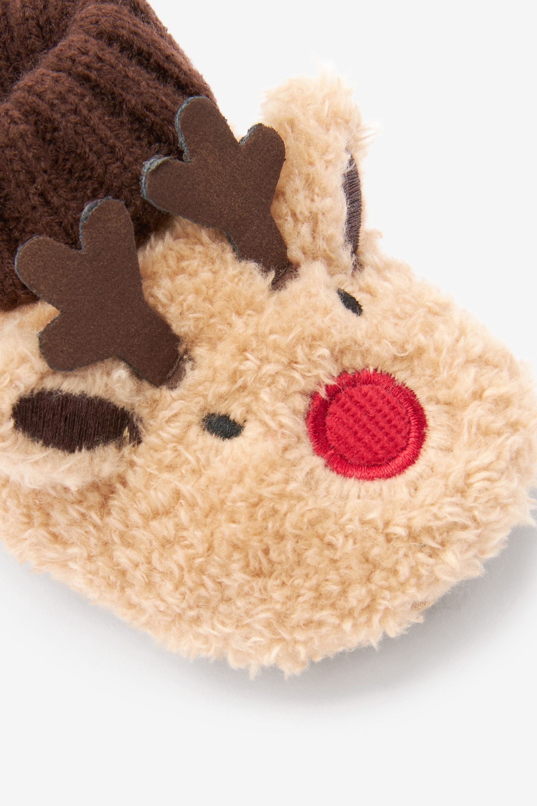 Cream Christmas Reindeer Baby Pram Booties (0-24mths)