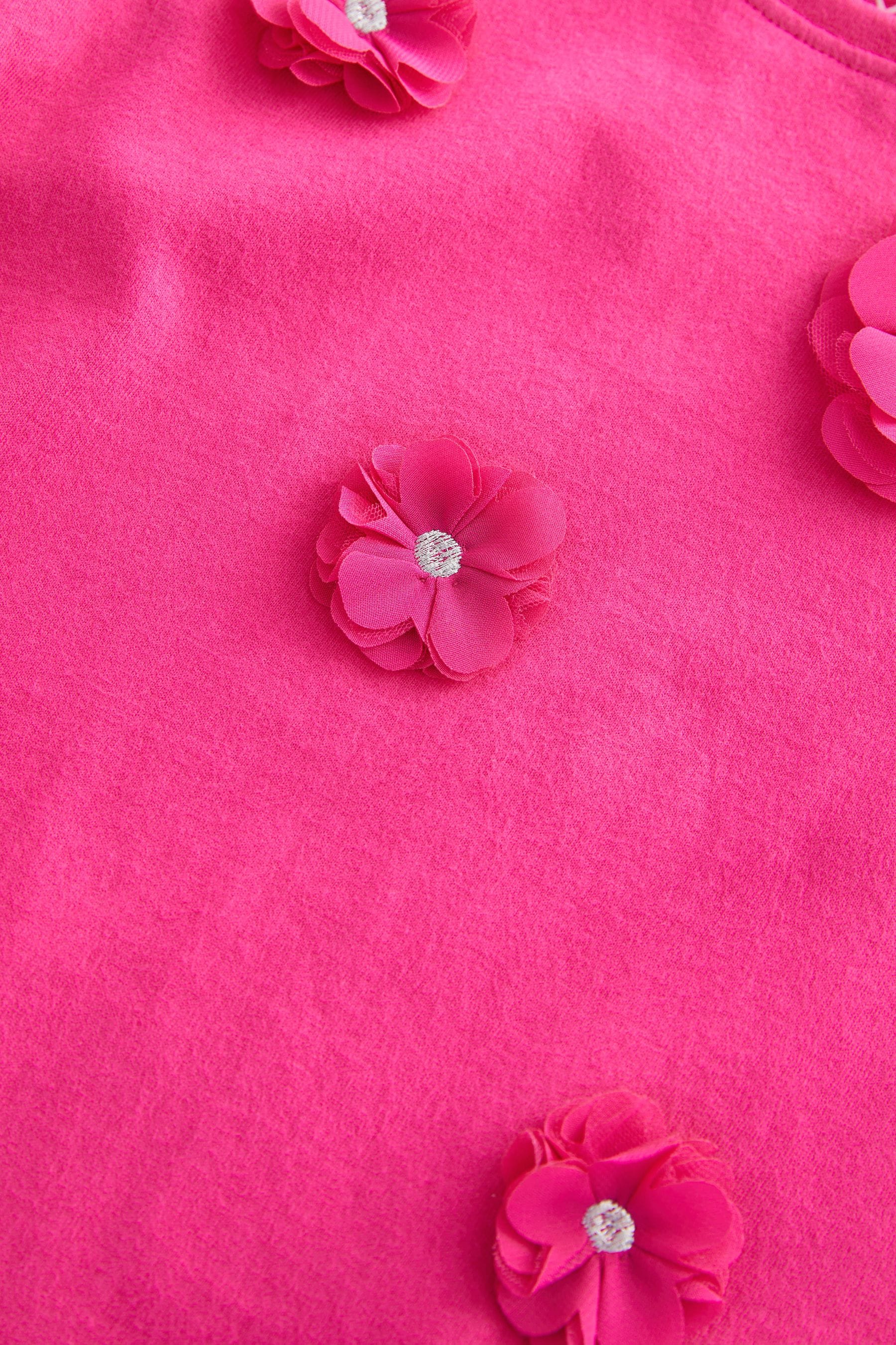 Bright Pink Long Sleeve Corsage Top (3mths-7yrs)