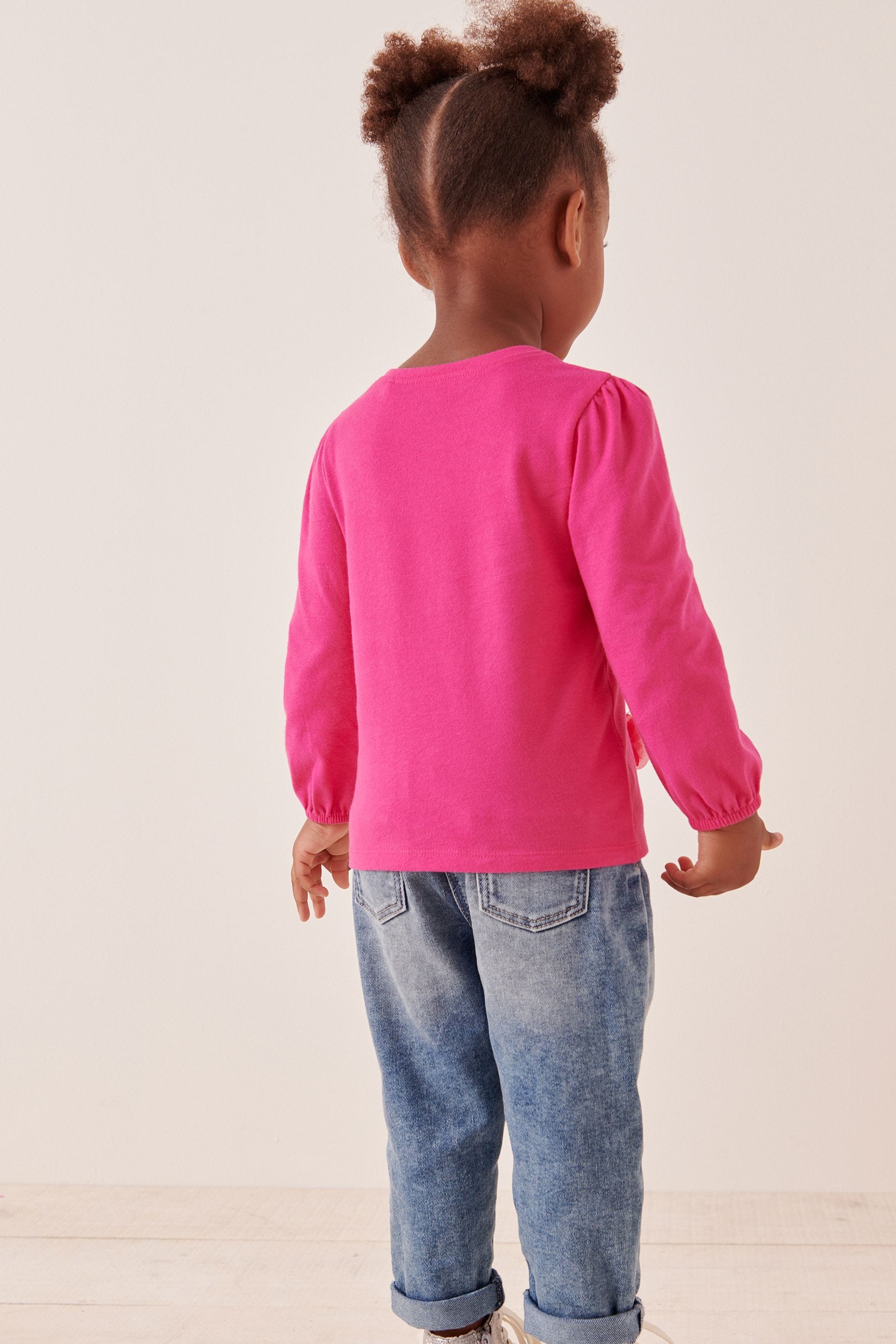 Pale Pink Long Sleeve Corsage Top (3mths-7yrs)