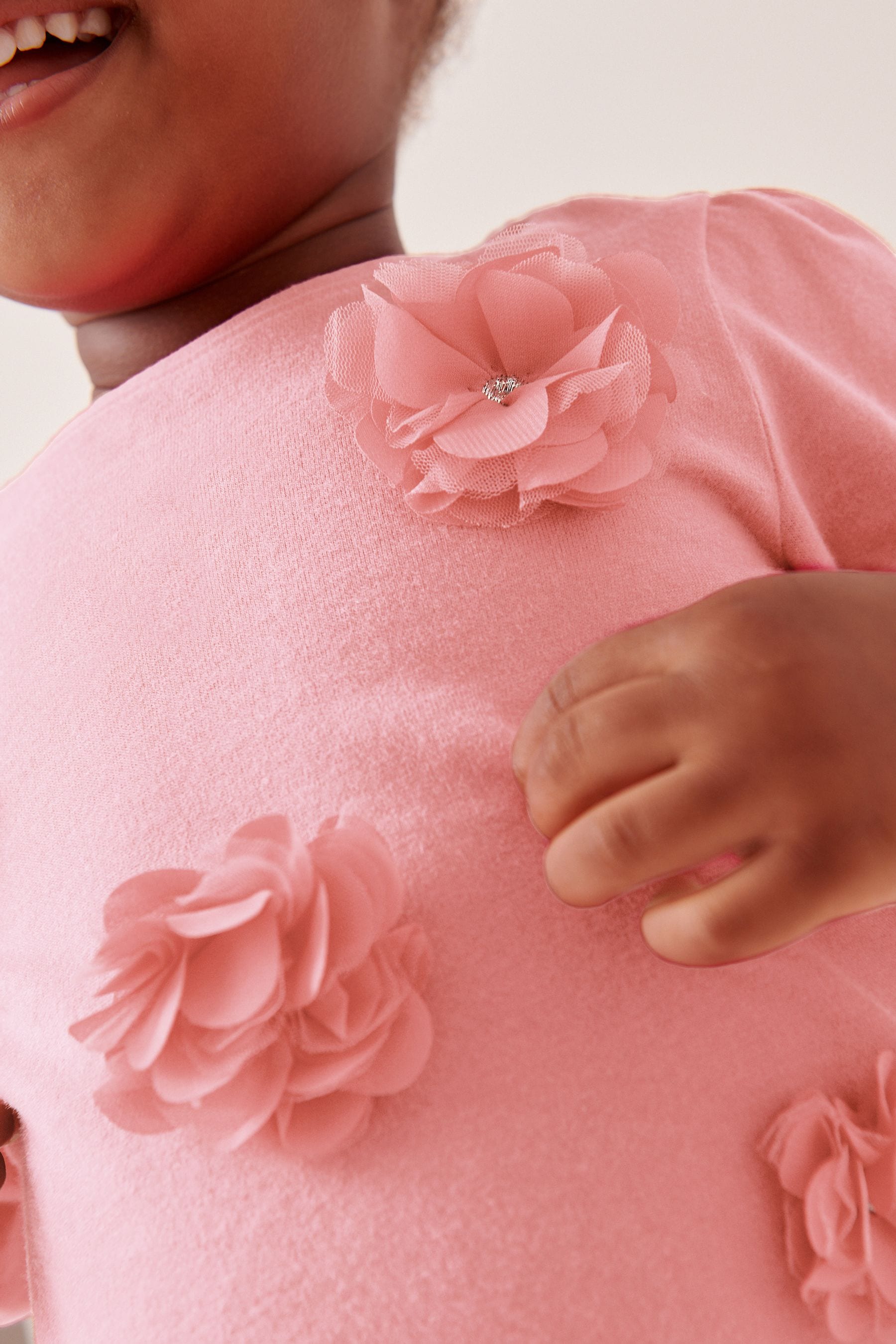 Pale Pink Long Sleeve Corsage Top (3mths-7yrs)