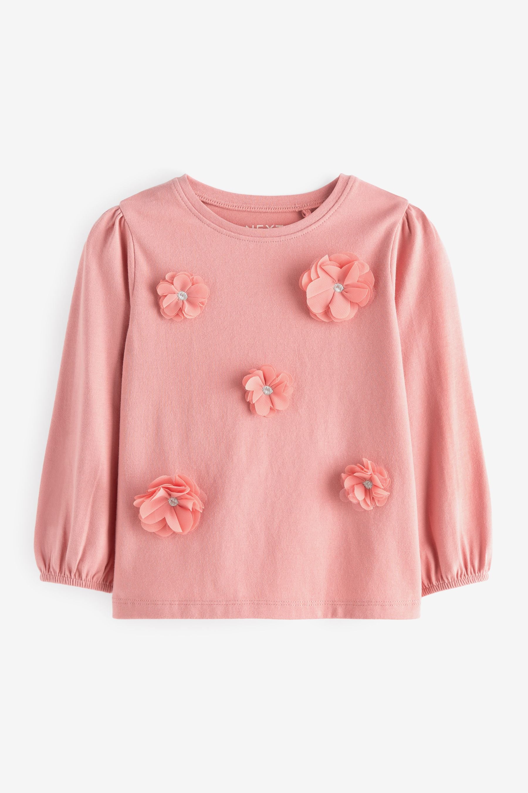 Pale Pink Long Sleeve Corsage Top (3mths-7yrs)