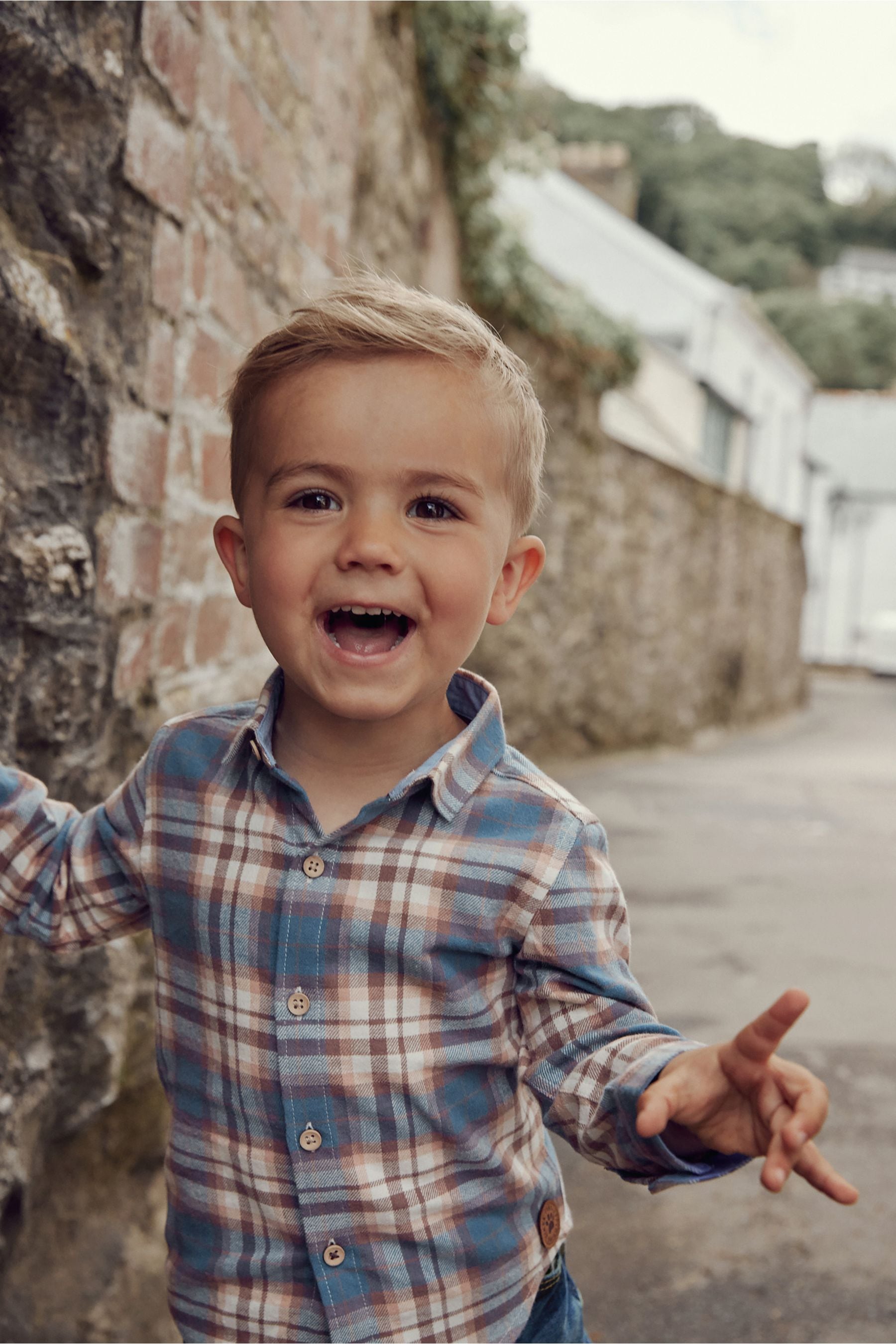 Blue Long Sleeve Check Shirt (3mths-7yrs)