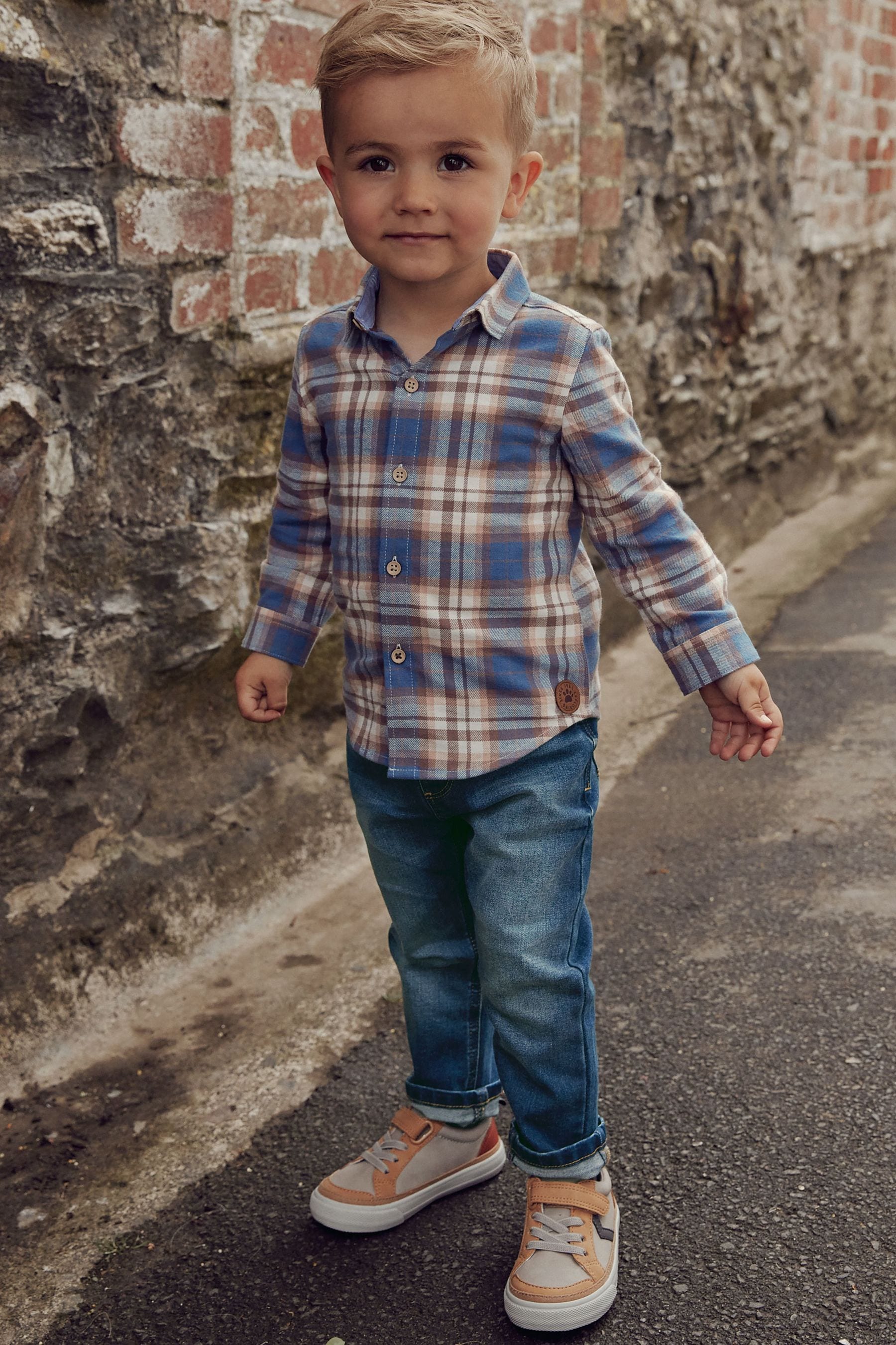 Blue Long Sleeve Check Shirt (3mths-7yrs)