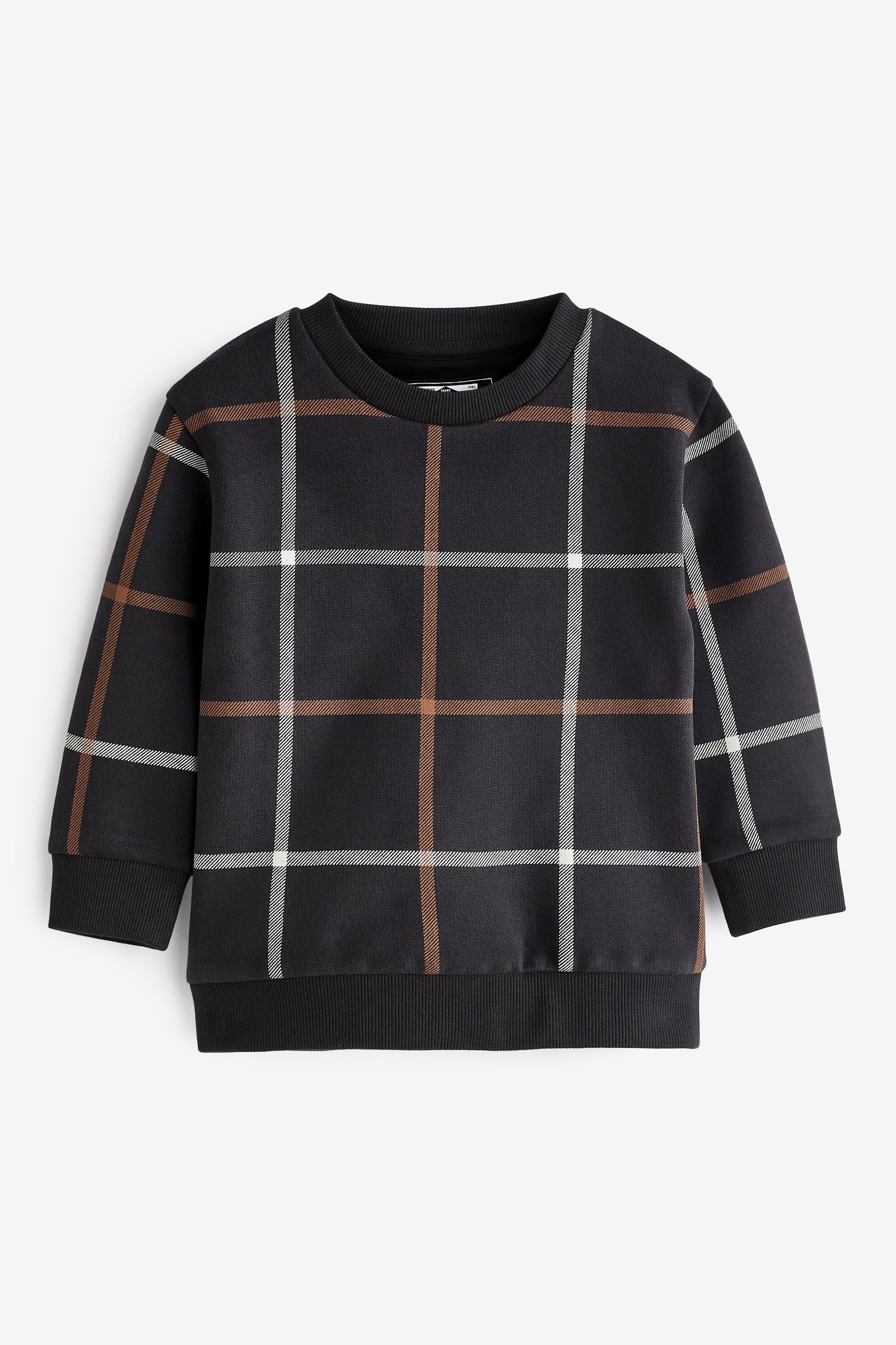 Black Check All Over Printed Long Sleeve Sweatshirt (3mths-7yrs)