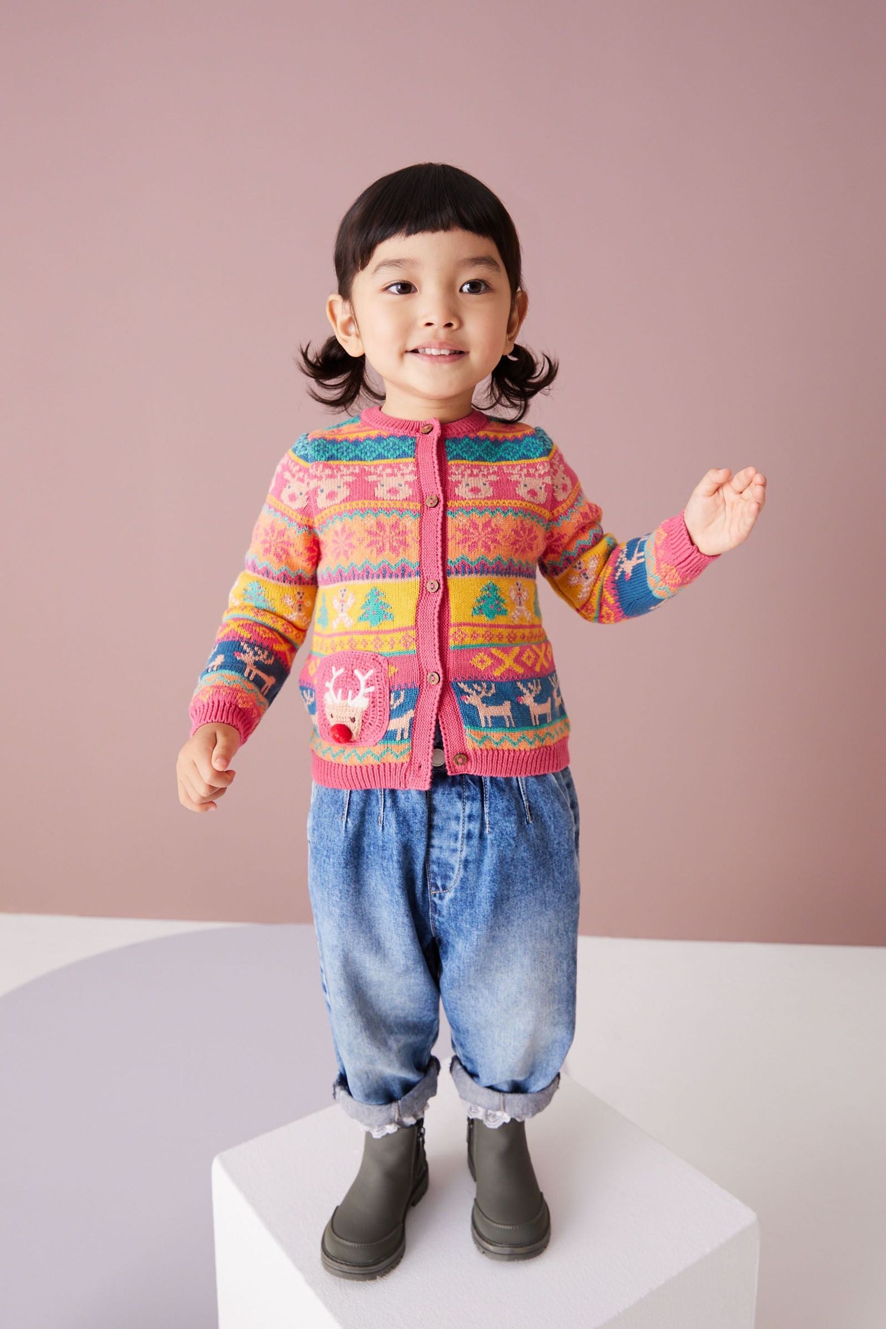 Pink Christmas Cardigan (3mths-7yrs)