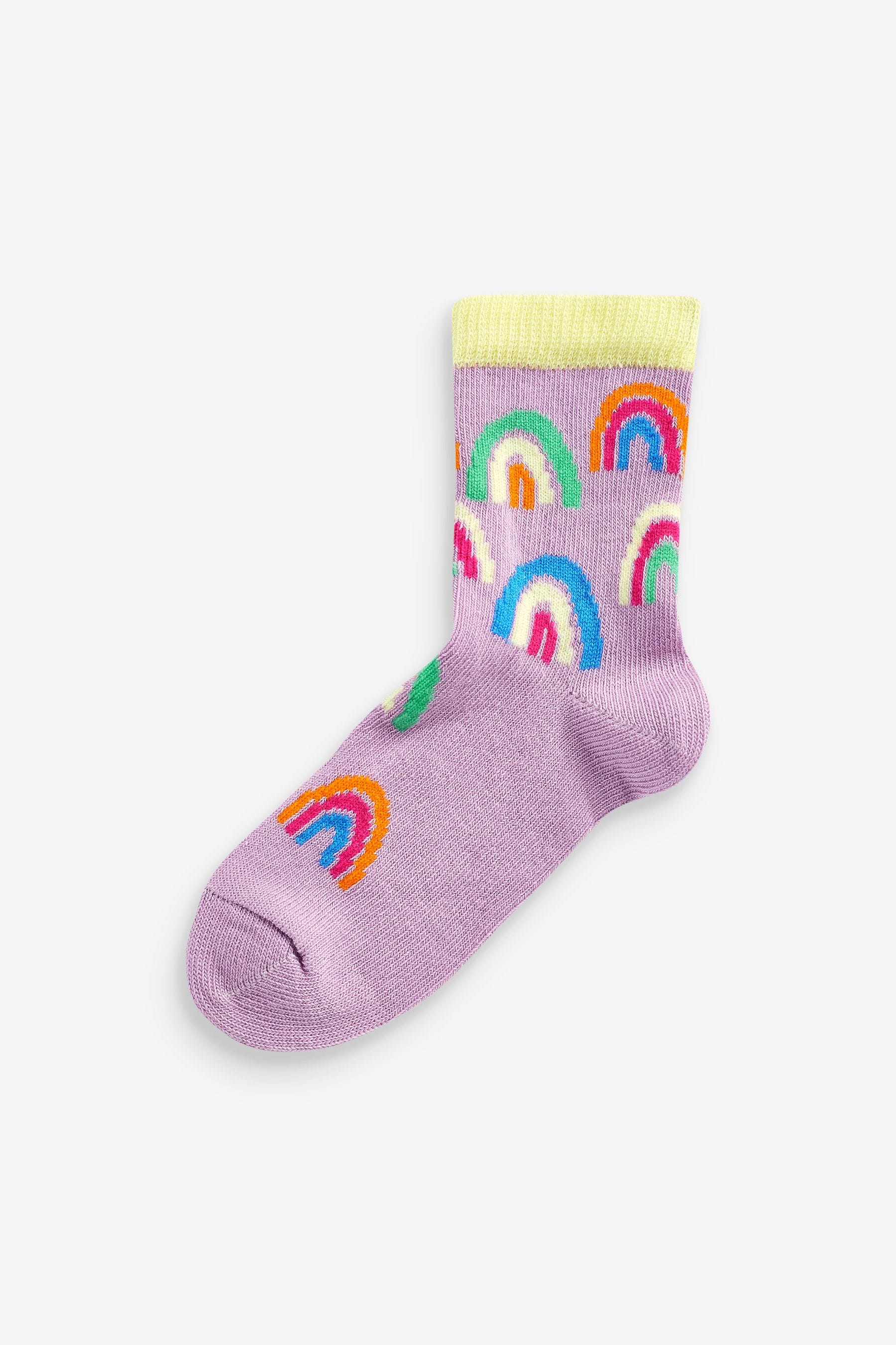 Bright 10 Pack Rainbow Unicorn Cotton Rich Ankle Socks