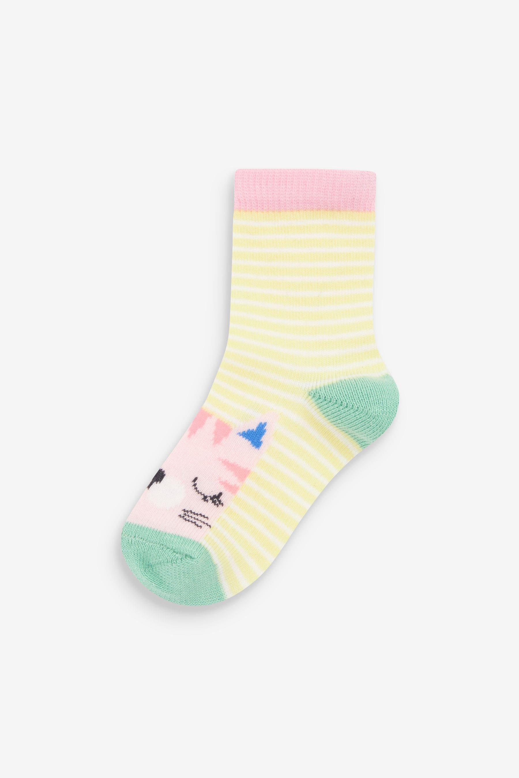 Bright 10 Pack Rainbow Unicorn Cotton Rich Ankle Socks