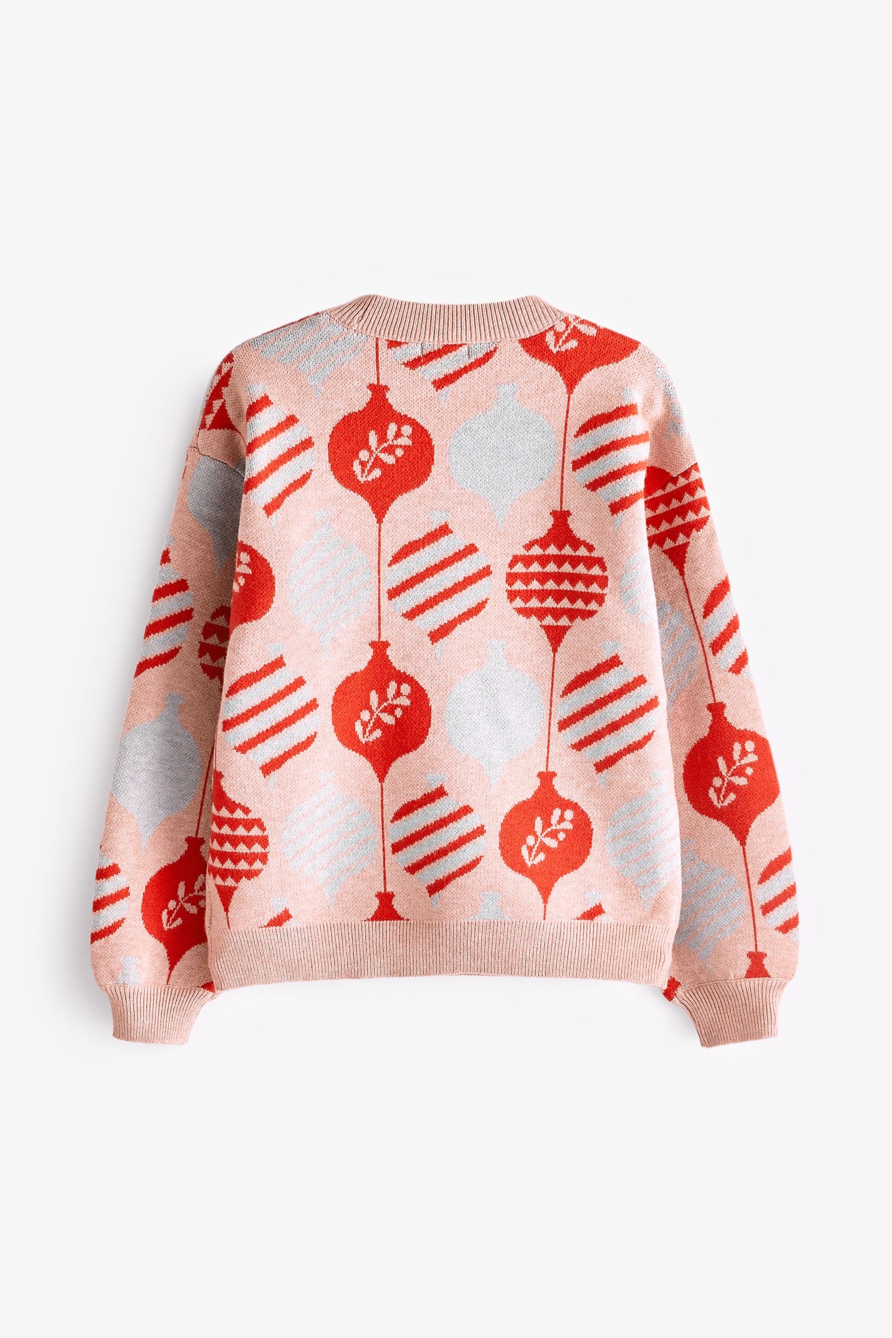 Pink Kids Matching Family Bauble Christmas Jumper (3-16yrs)