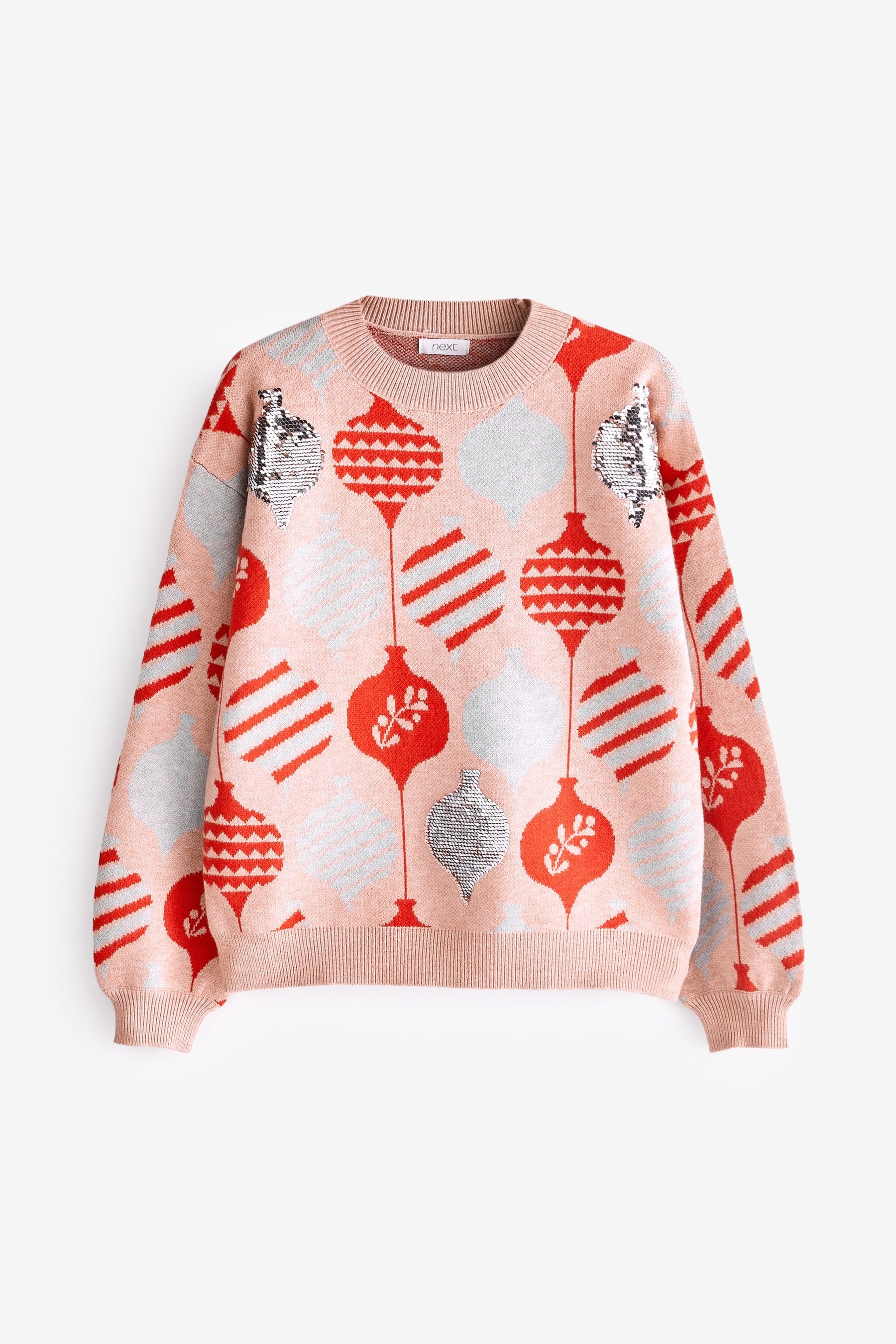 Pink Kids Matching Family Bauble Christmas Jumper (3-16yrs)