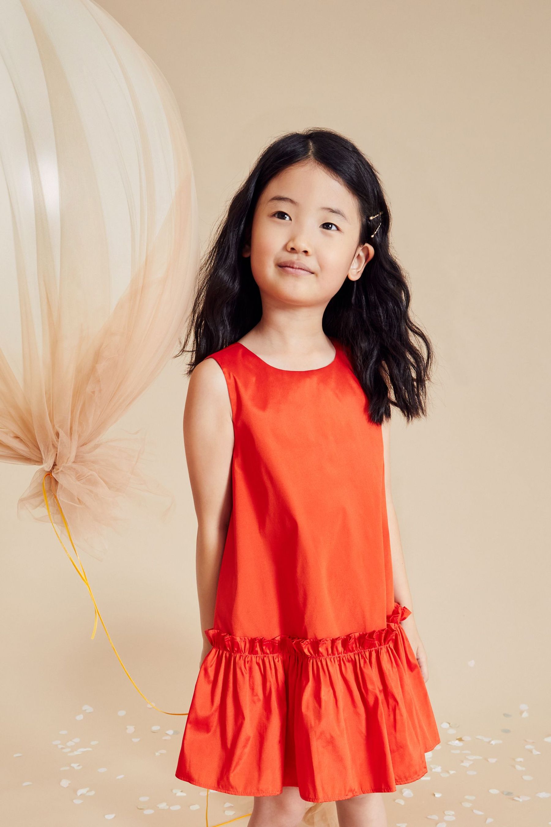 Orange Taffeta Peplum Dress (3-16yrs)