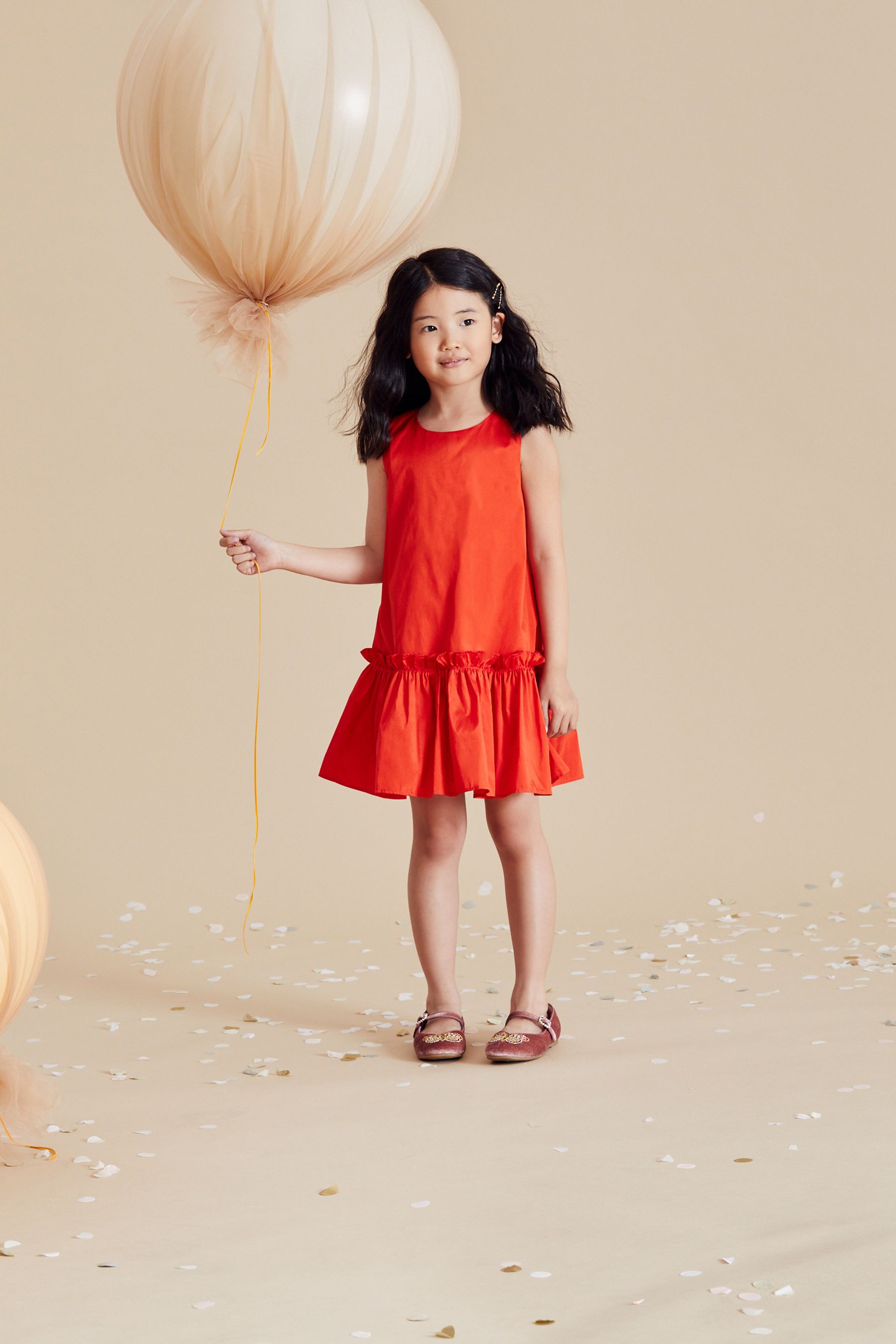 Orange Taffeta Peplum Dress (3-16yrs)