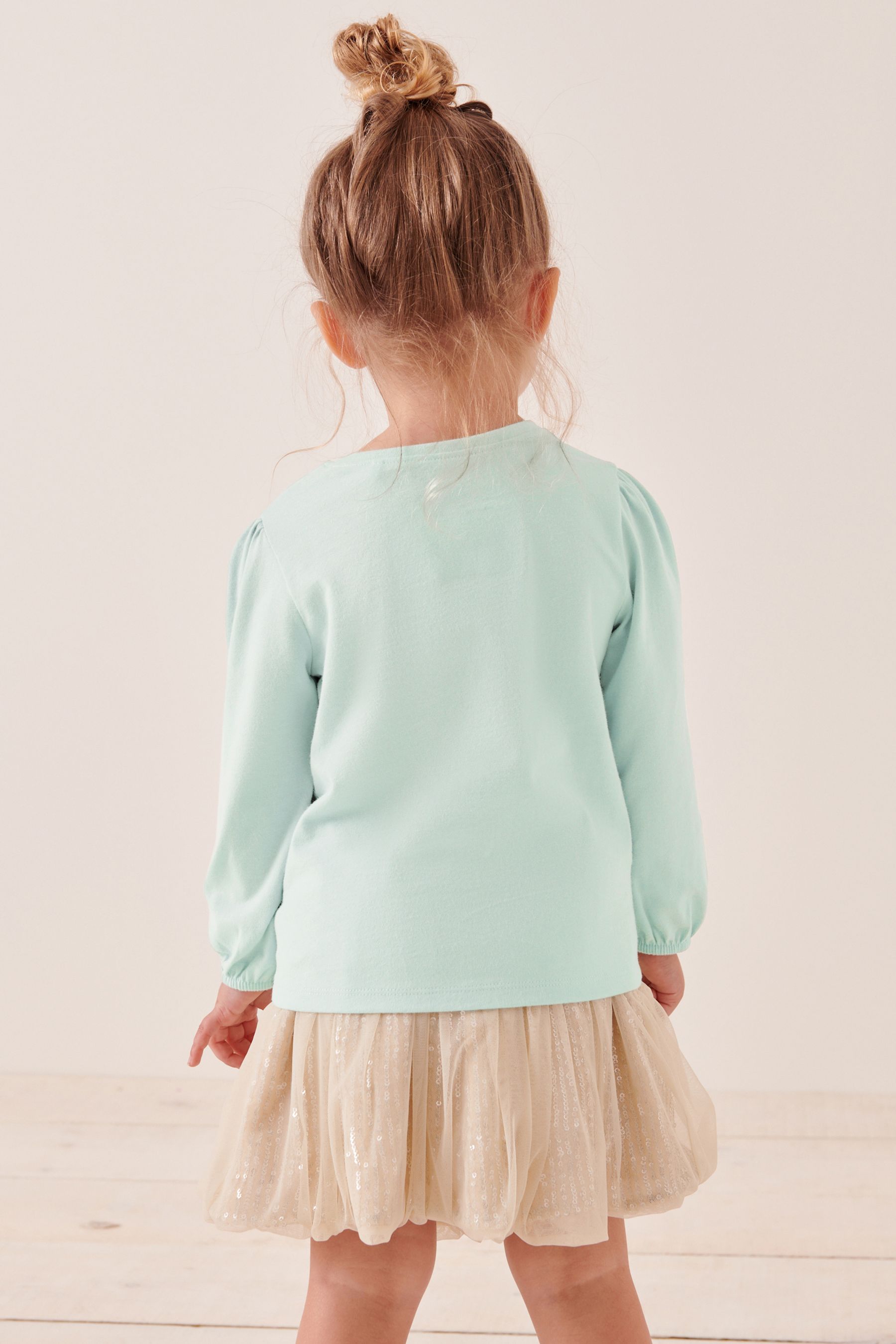 Blue Long Sleeve Corsage Top (3mths-7yrs)