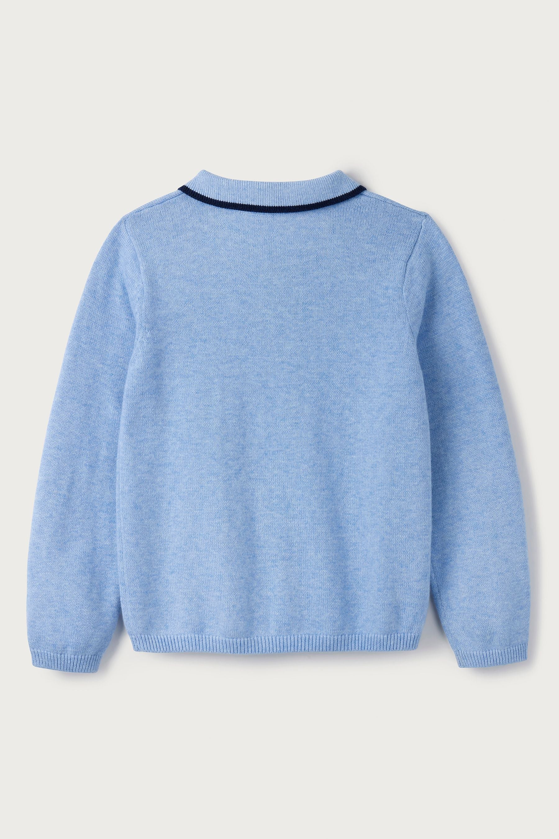 The White Company Blue Knitted Polo Top