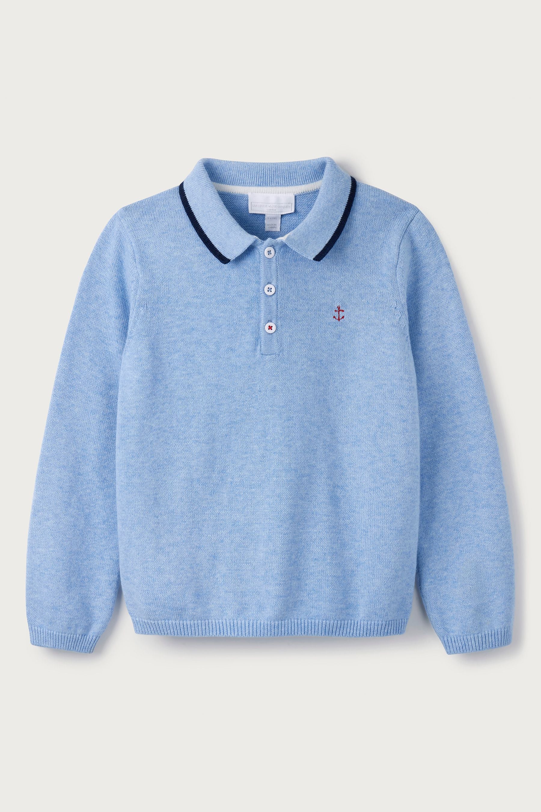 The White Company Blue Knitted Polo Top