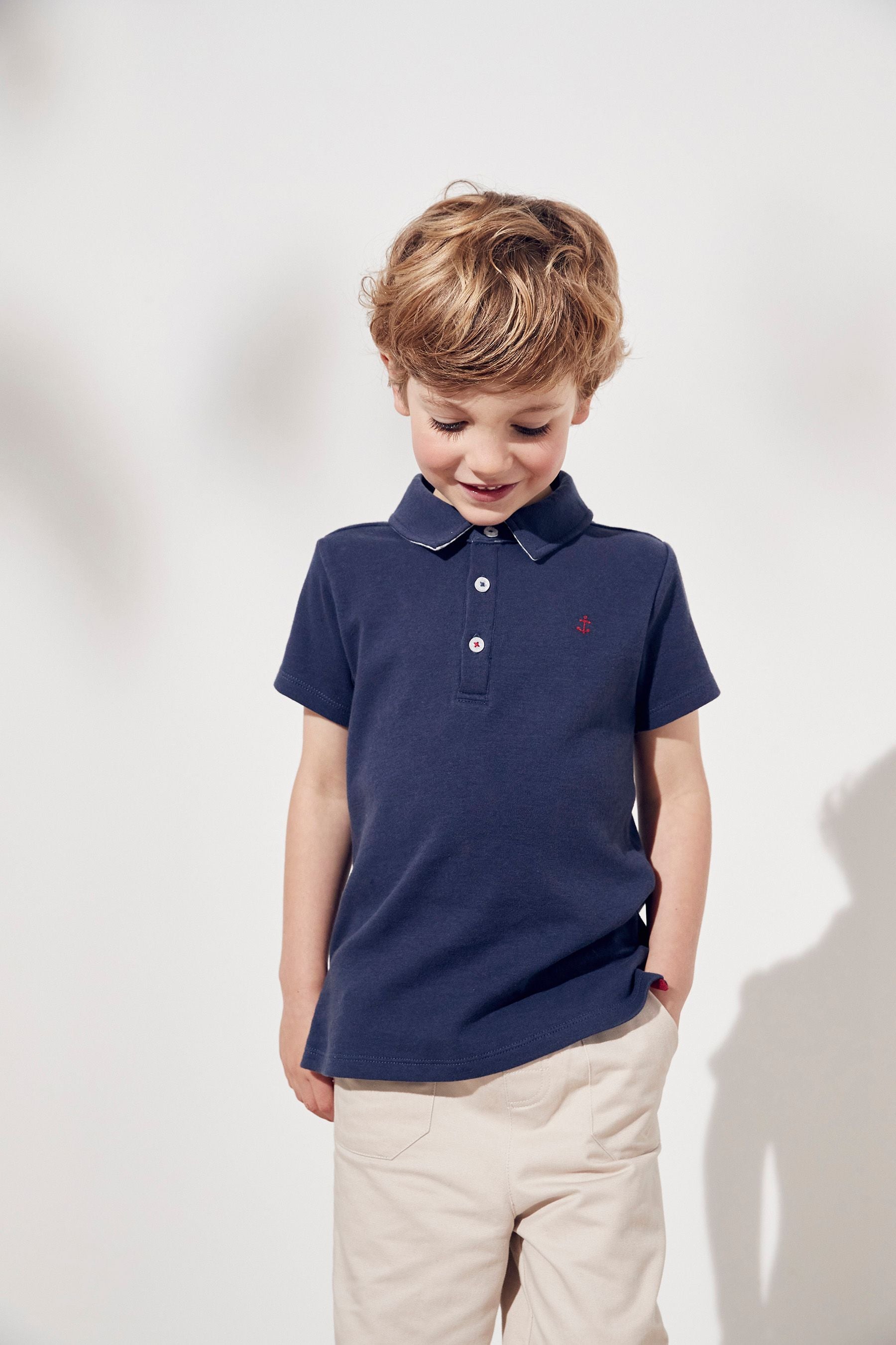 The White Company Anchor Blue Polo Top