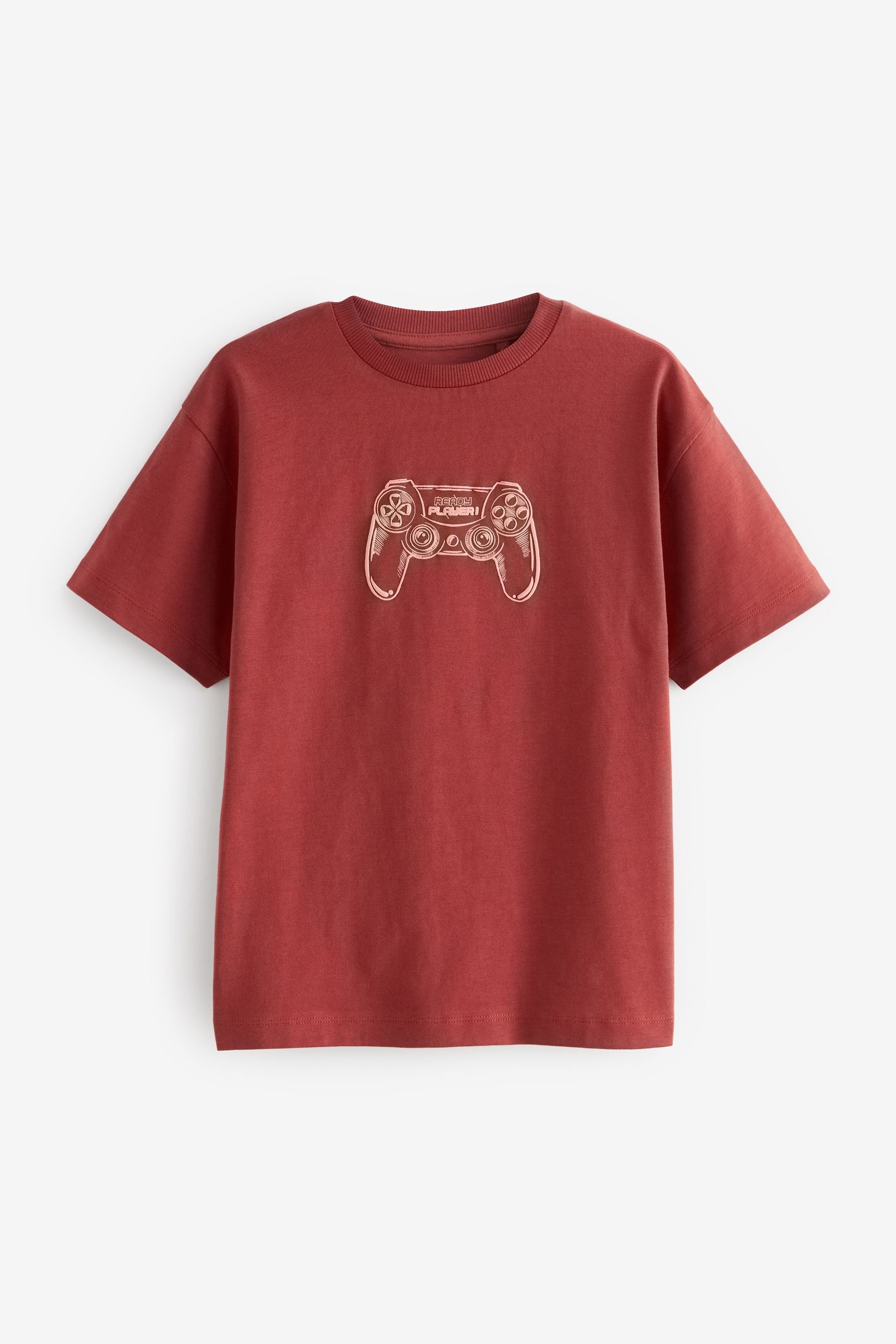 Rust Red Sketchy Gaming Controller Relaxed Fit Short Sleeve Graphic T-Shirt (3-16yrs)