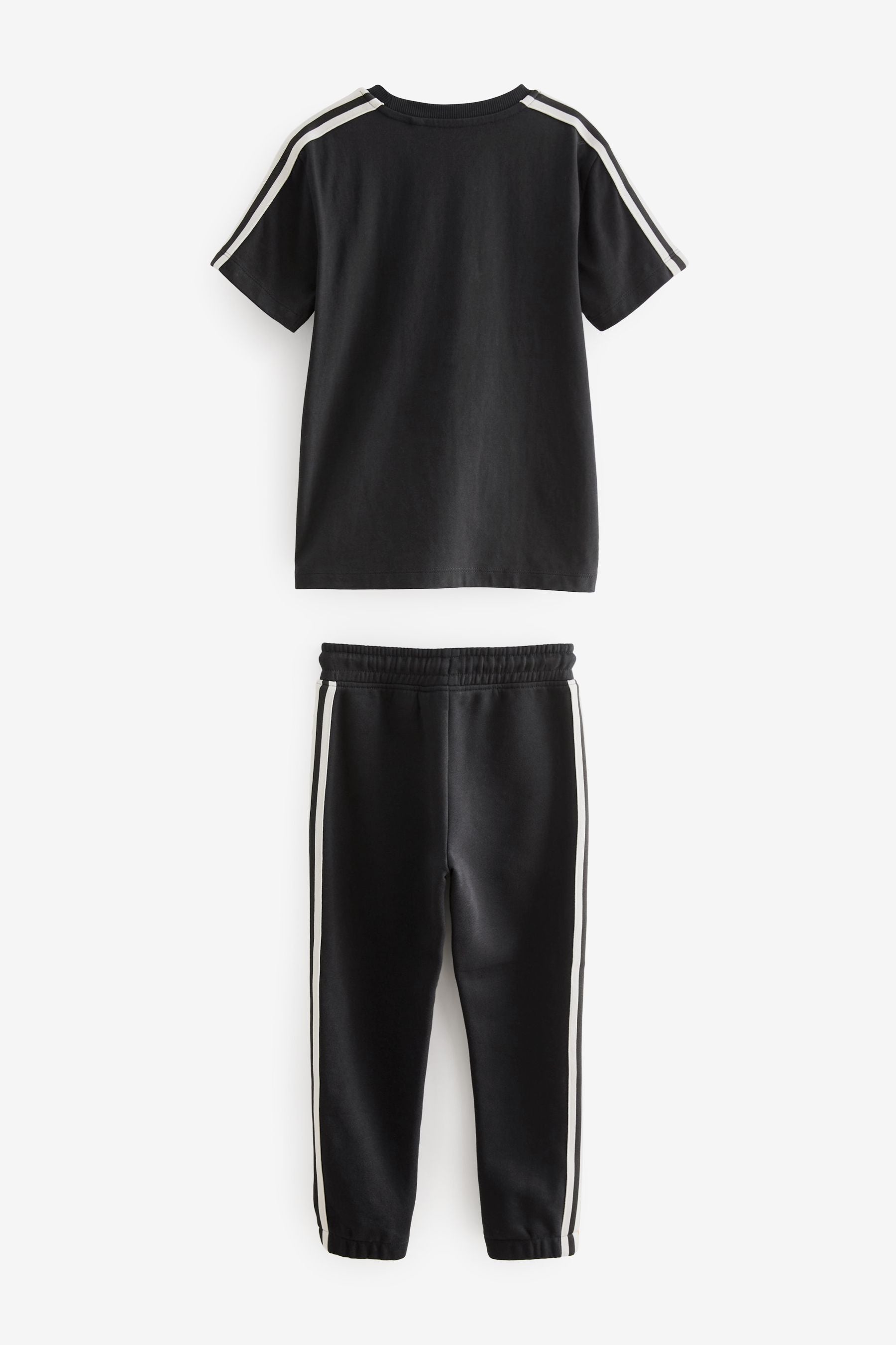 Black Taped Joggers And T-Shirt Set (3-16yrs)