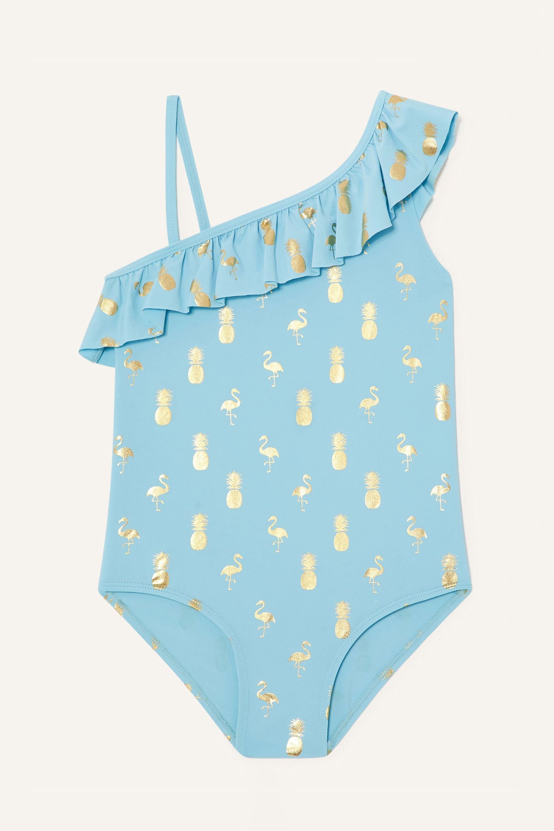 Monsoon Blue Flaming and Pineapple Foil Print Swimsuit