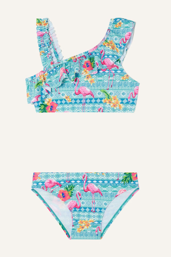 Monsoon Blue Flamingo Stripe Triangle Bikini