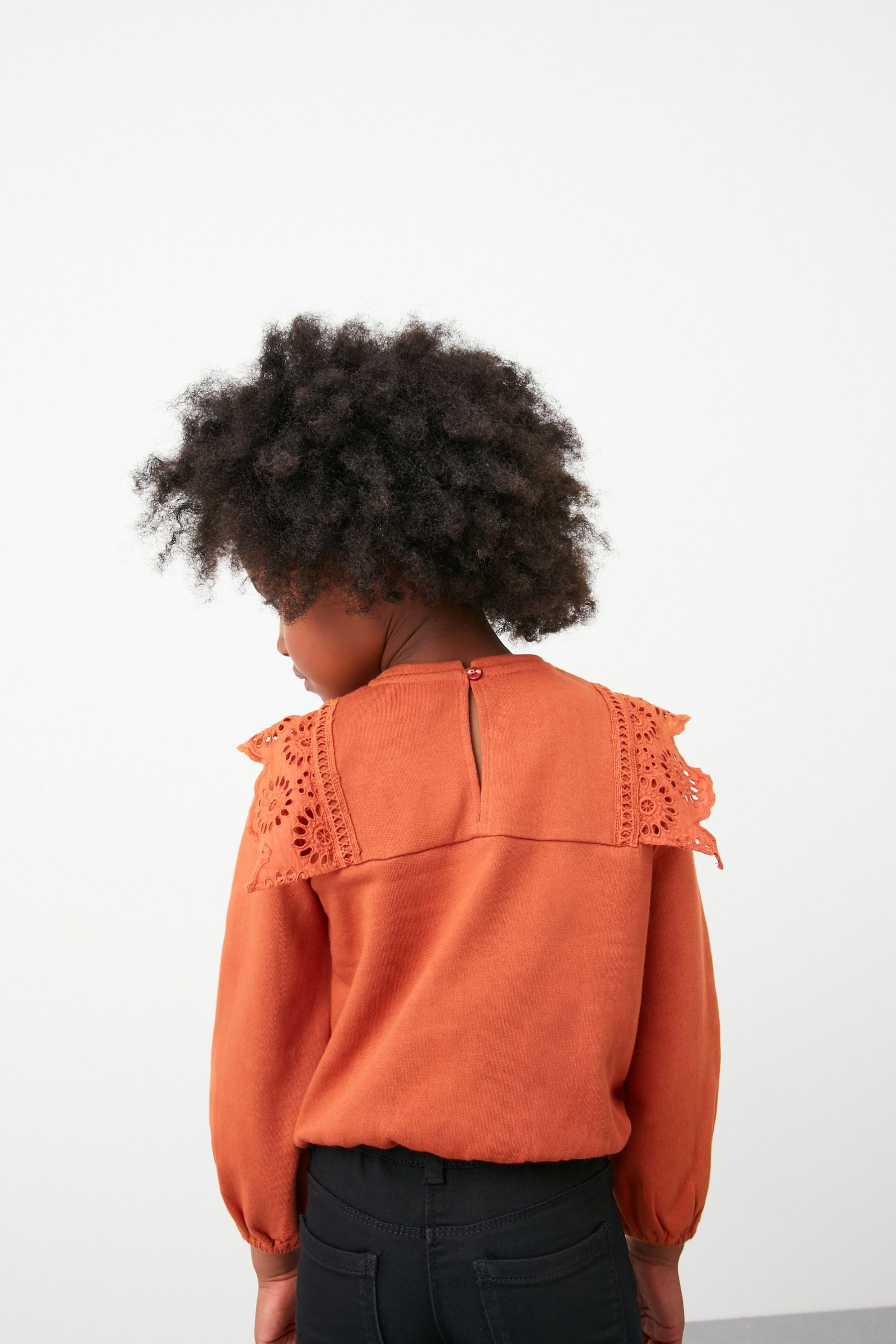 Rust Brown Broderie Edge Sweatshirt (3-16yrs)