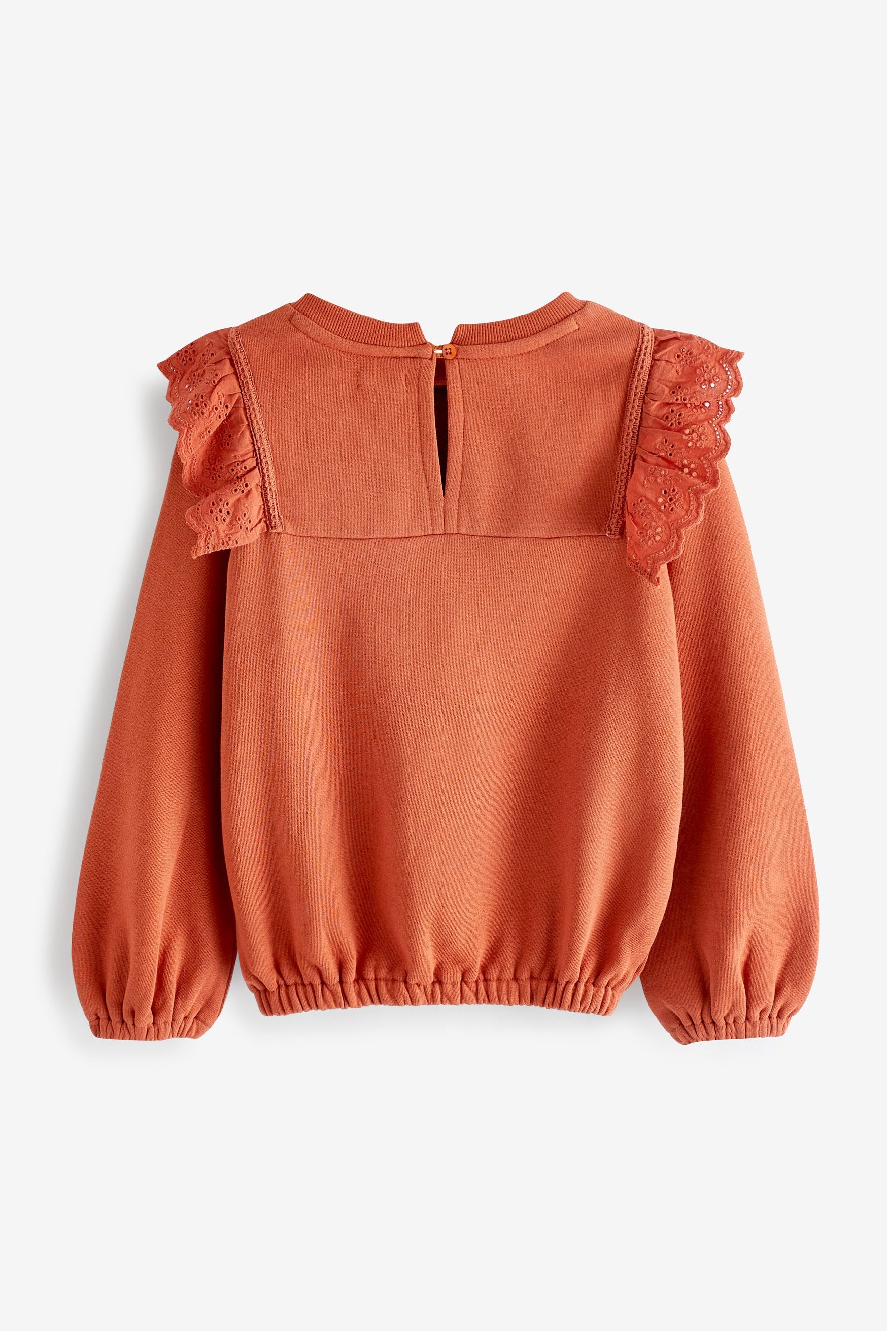 Rust Brown Broderie Edge Sweatshirt (3-16yrs)