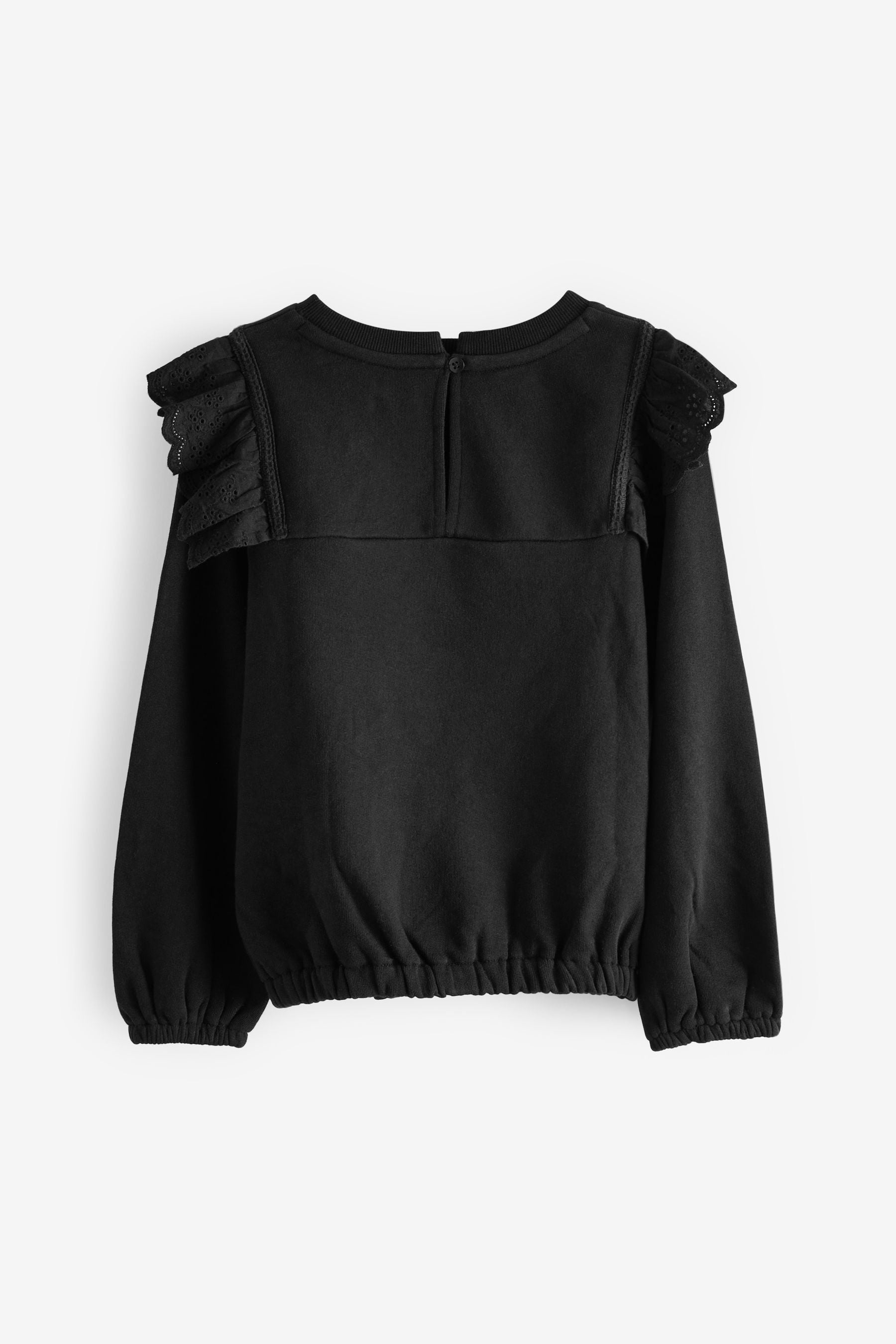 Black Broderie Edge Sweatshirt (3-16yrs)